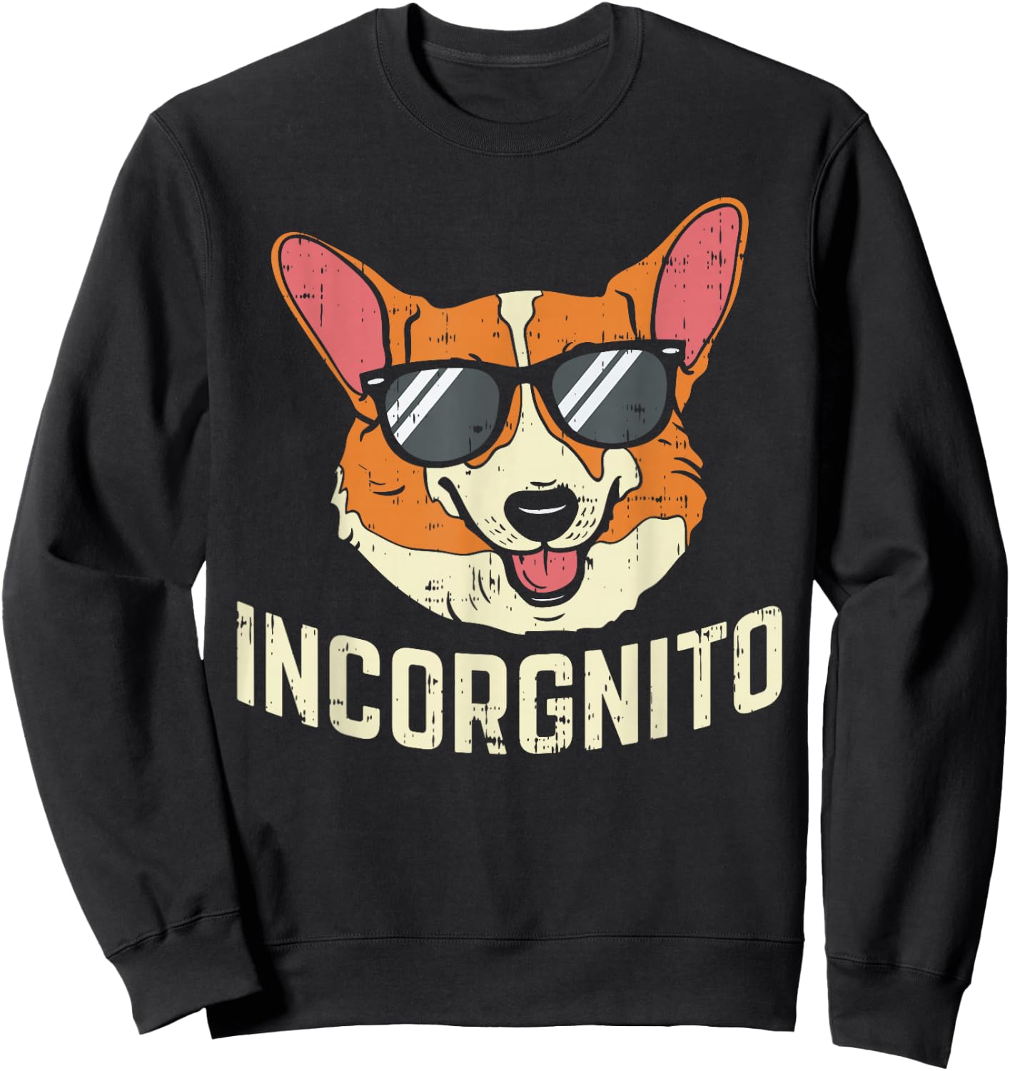 Incorgnito Shirt Funny Welsh Corgi Face Dog Pun Lover Gift Sweatshirt - Sweatshirt | Black