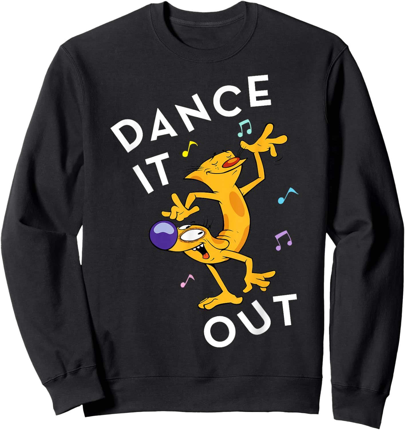 CatDog Dance It Out Music Notes Graphic Sweatshirt - Sweatshirt | Black