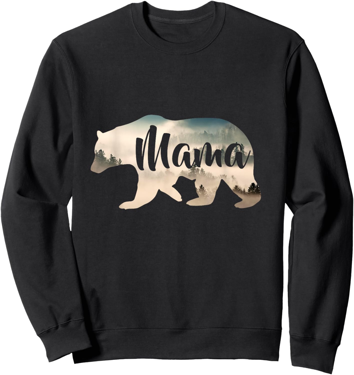 Women's Mama Bear & Forest Awesome Camping Sweatshirt - Sweatshirt | Black