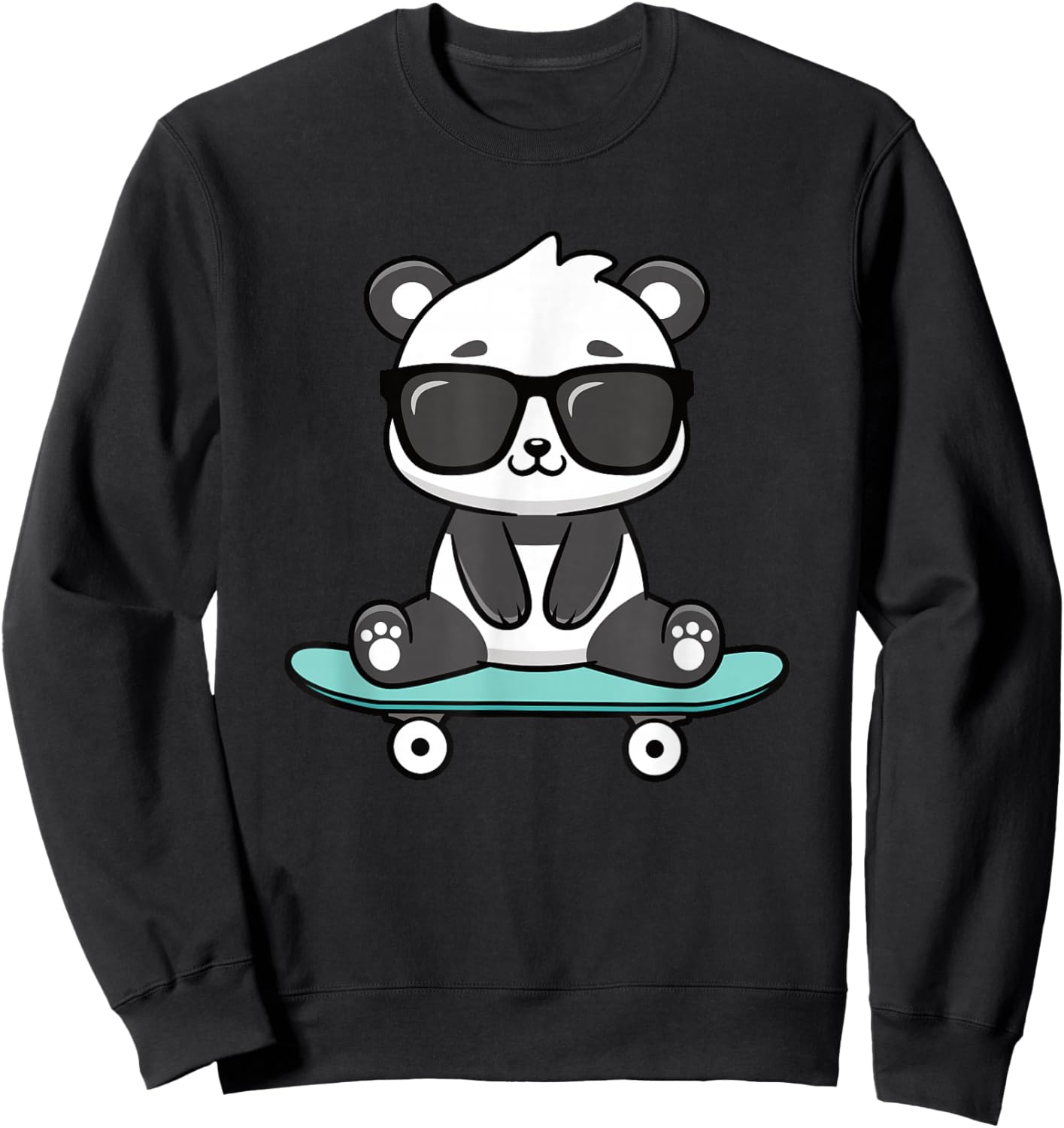 Funny Panda Skateboard Cool Panda Lover Boys Kids Sweatshirt - Sweatshirt | Black