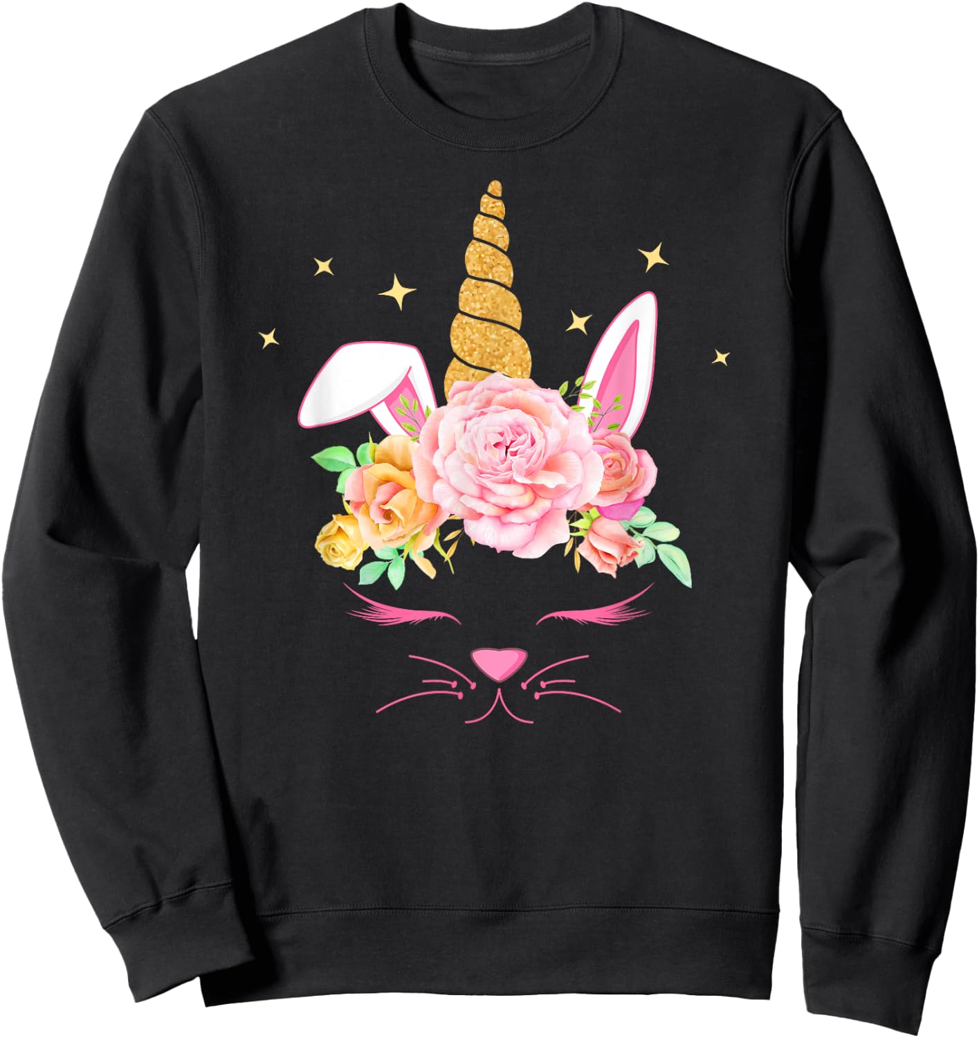 Bunnycorn Unicorn Bunny Funny Easter For Girls Sweatshirt - Sweatshirt | Black
