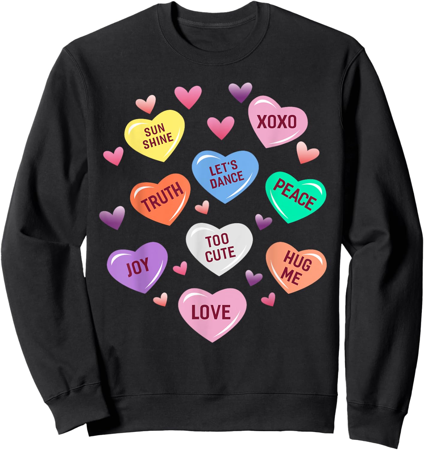 Valentine's Day Heart Candy Design Woman & Kids Sweatshirt - Sweatshirt | Black