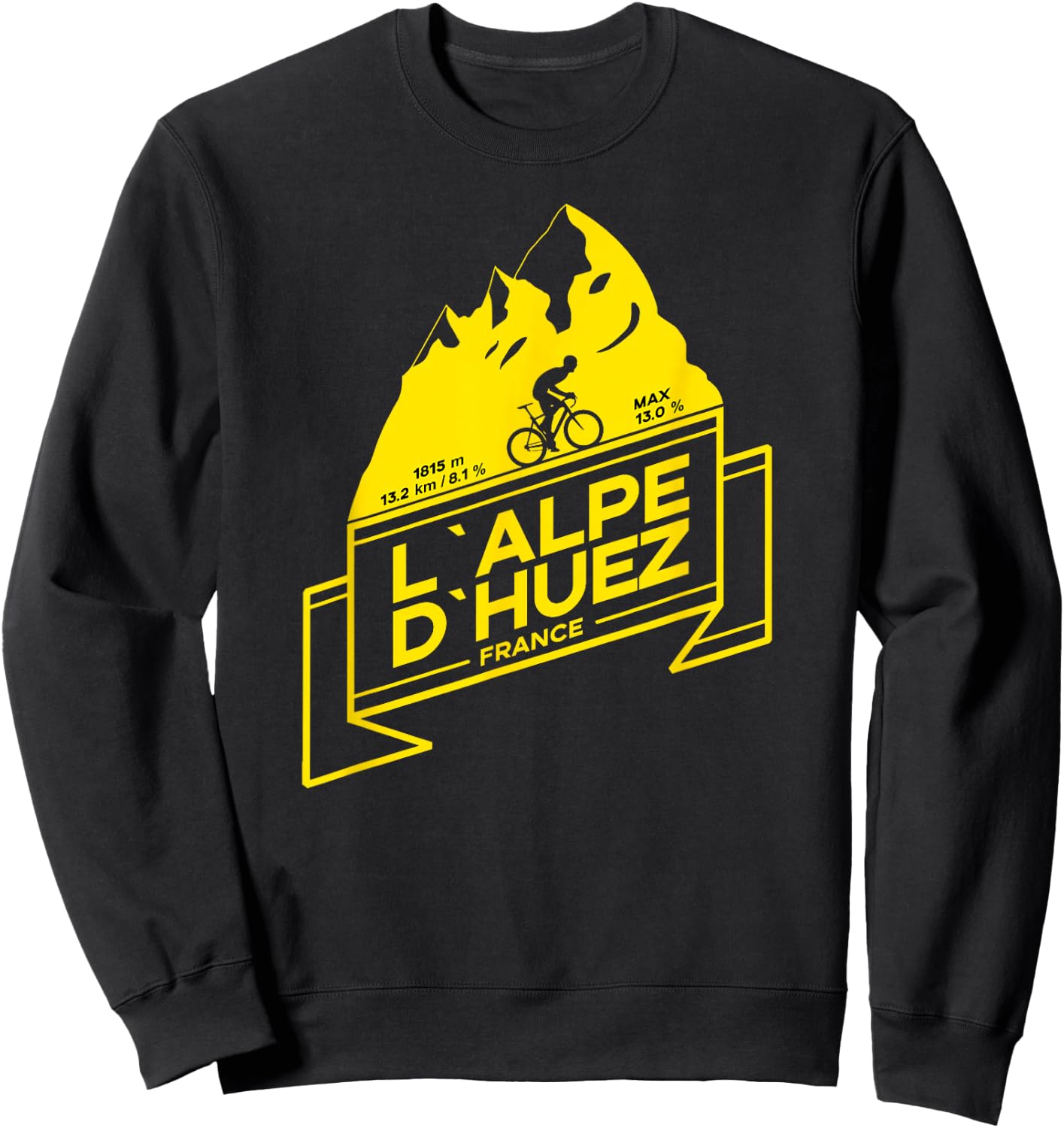 L'Alpe D'Huez Road Cycling Mountain Climb Shirt Sweatshirt - Sweatshirt | Black