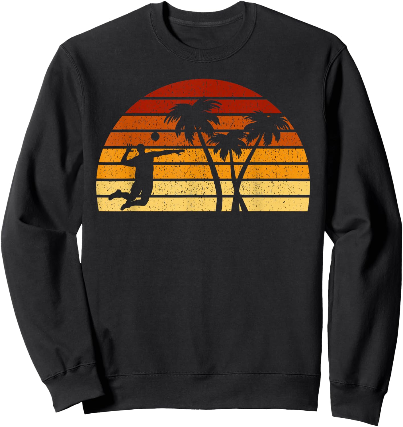 Vintage Sun Volleyball Gift Volleyball Players Sweatshirt - Sweatshirt | Black