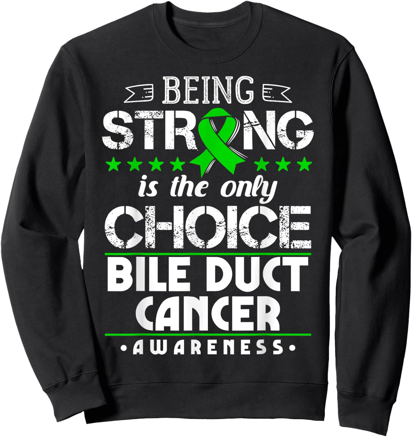 Green Ribbon Cholangiocarcinoma Awareness Sweatshirt - Sweatshirt | Black
