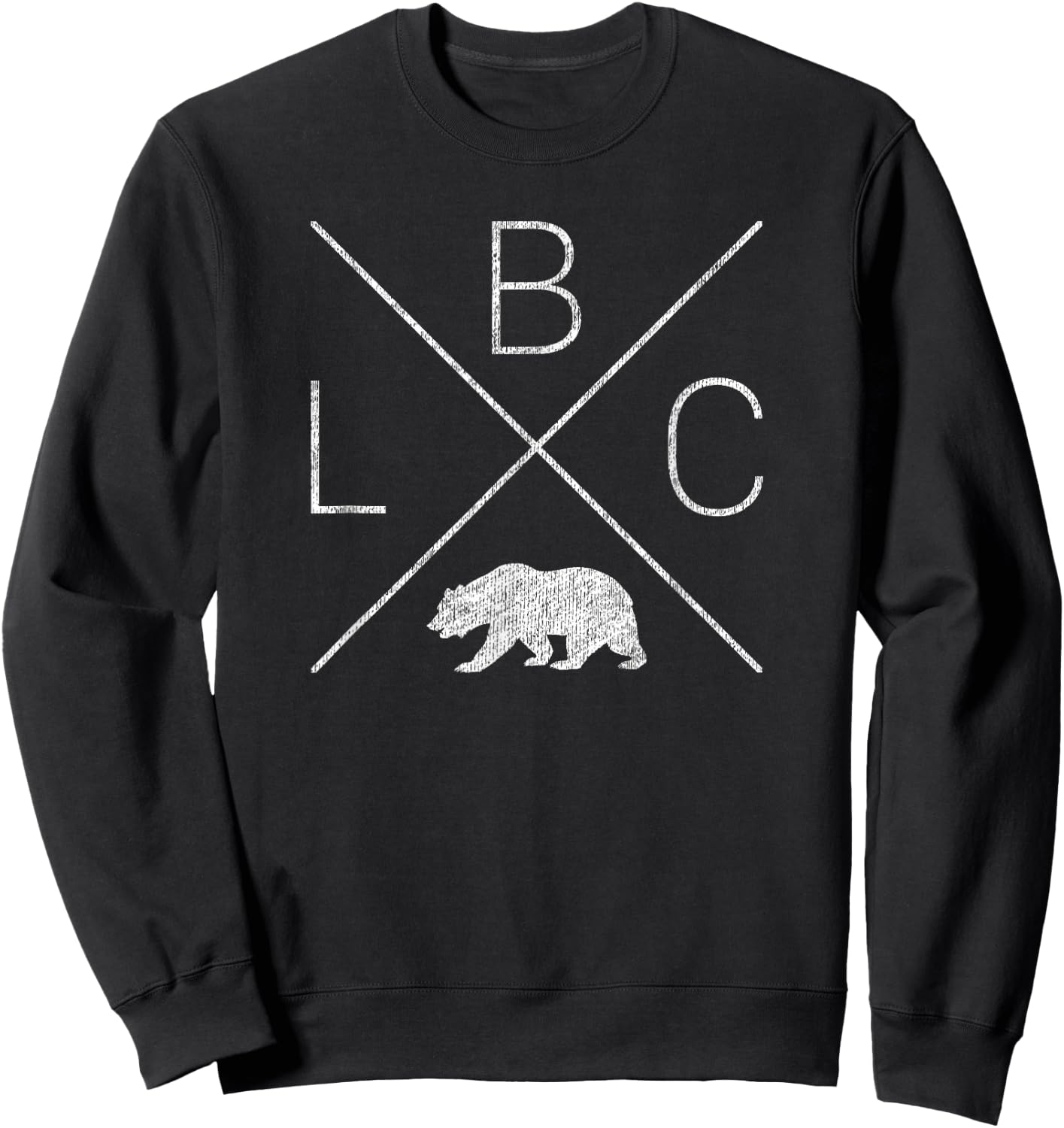 Long Beach California LBC Cross Design (distressed) Sweatshirt - Sweatshirt | Black
