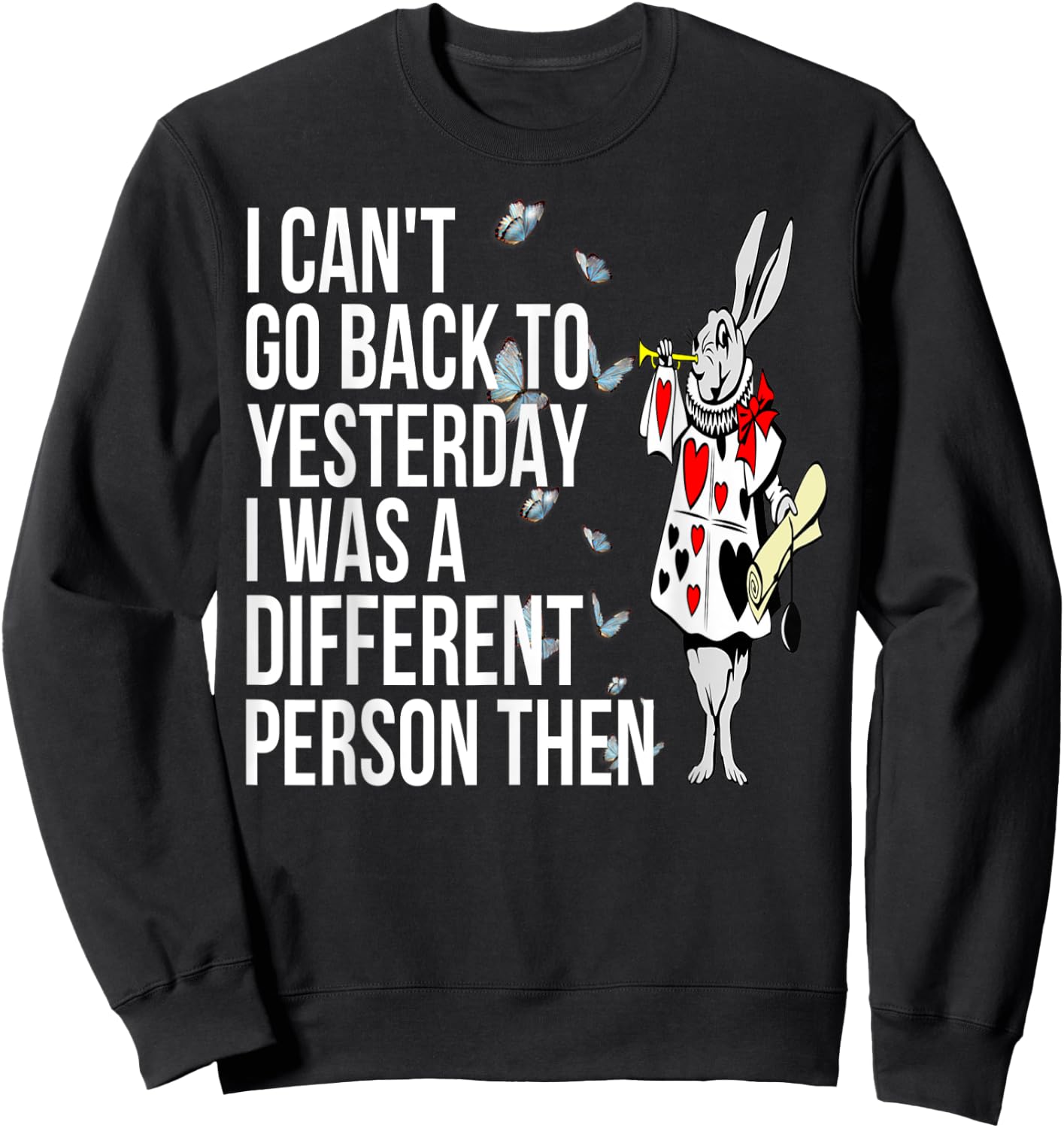 WHITE RABBIT Alice in Wonderland-Men Women Kids T Shirt Sweatshirt - Sweatshirt | Black