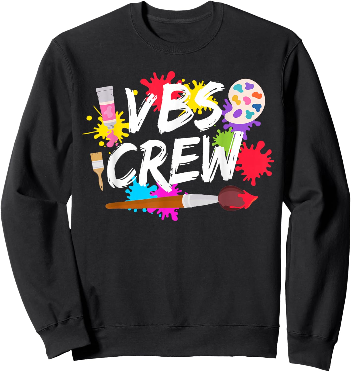 I Love VBS 2026 Crew Vacation Bible School Paint Splatter Sweatshirt - Sweatshirt | Black