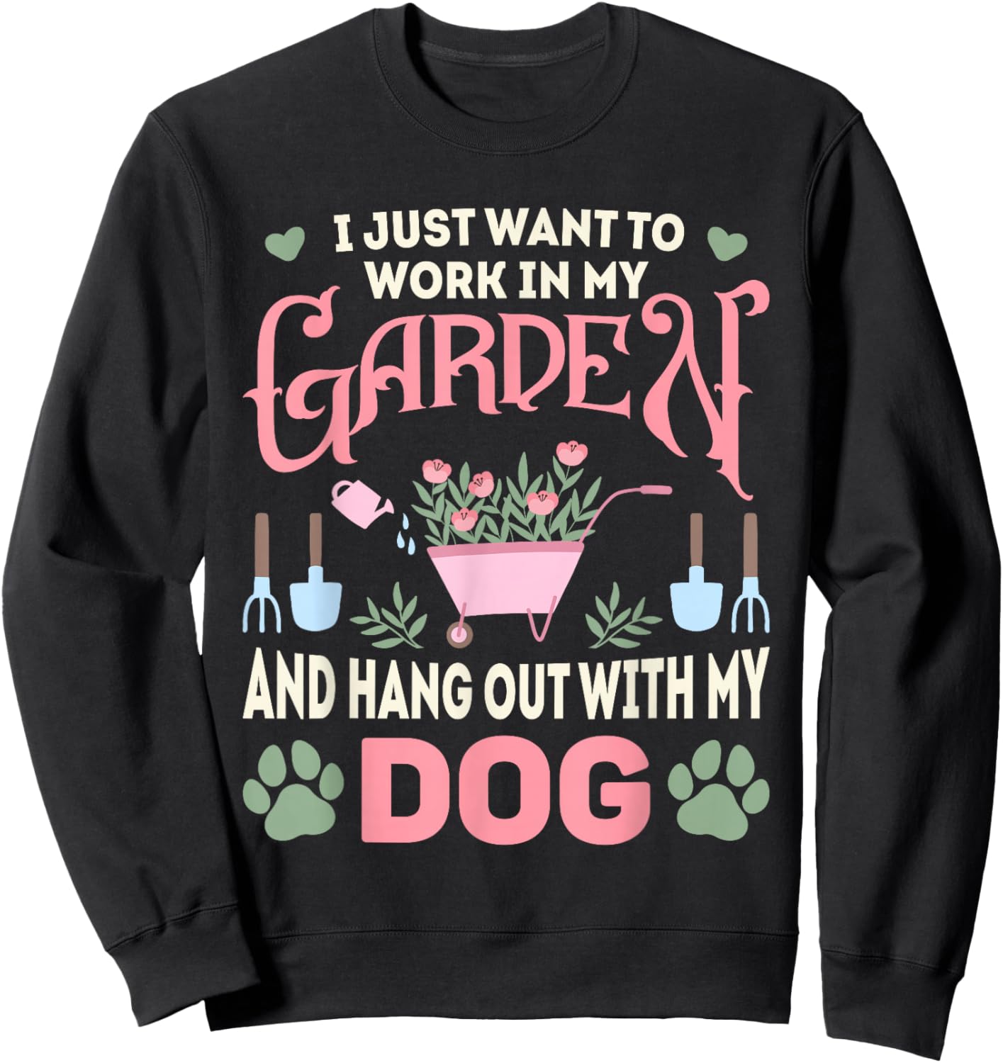 Plant Lover Dog Pet Lover Gardening Men Women Funny Gardener Sweatshirt - Sweatshirt | Black