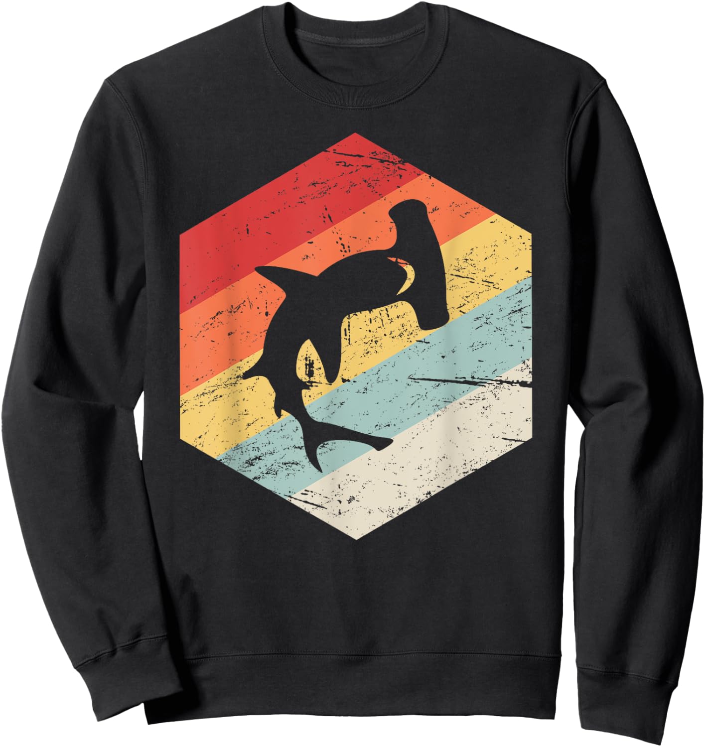 Retro Hammerhead Shark Sweatshirt - Sweatshirt | Black