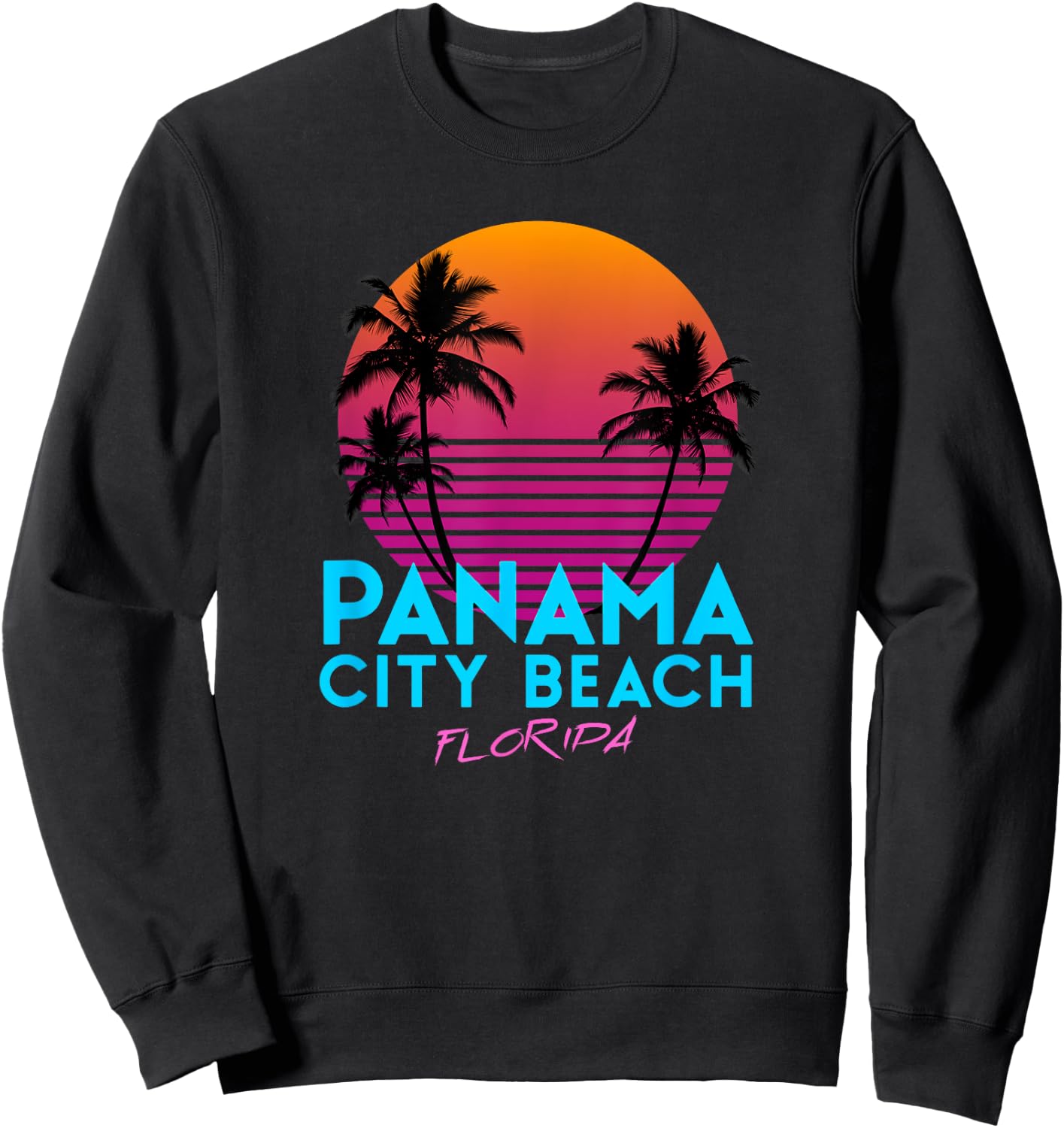 Panama City Beach Florida Retro 80s Women Girls Kids Sweatshirt - Sweatshirt | Black