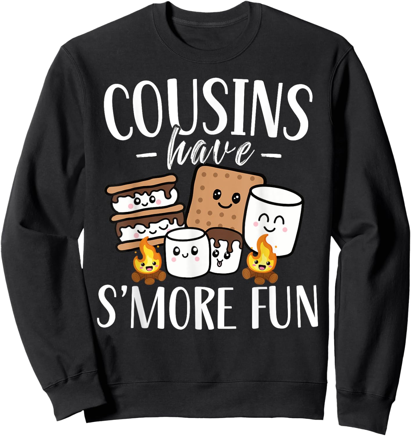 Cousins Have Smore Fun Funny Kawaii Smores Camping kids Sweatshirt - Sweatshirt | Black
