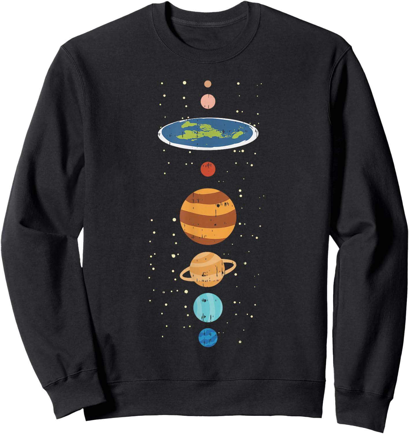 Flat Earth and Planets Funny Conspiracy Theory Earthers Gift Small Sweatshirt - Sweatshirt | Black