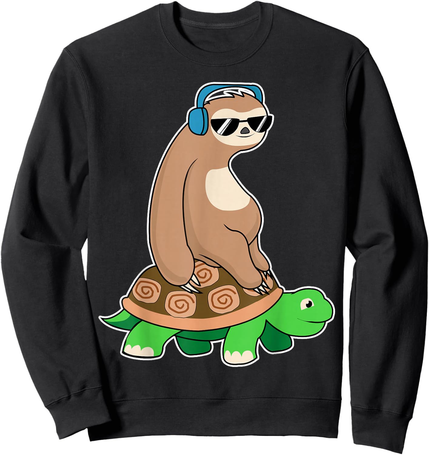 Sloth Riding Turtle - Lazy Sloth T Shirt Gift Sweatshirt - Sweatshirt | Black