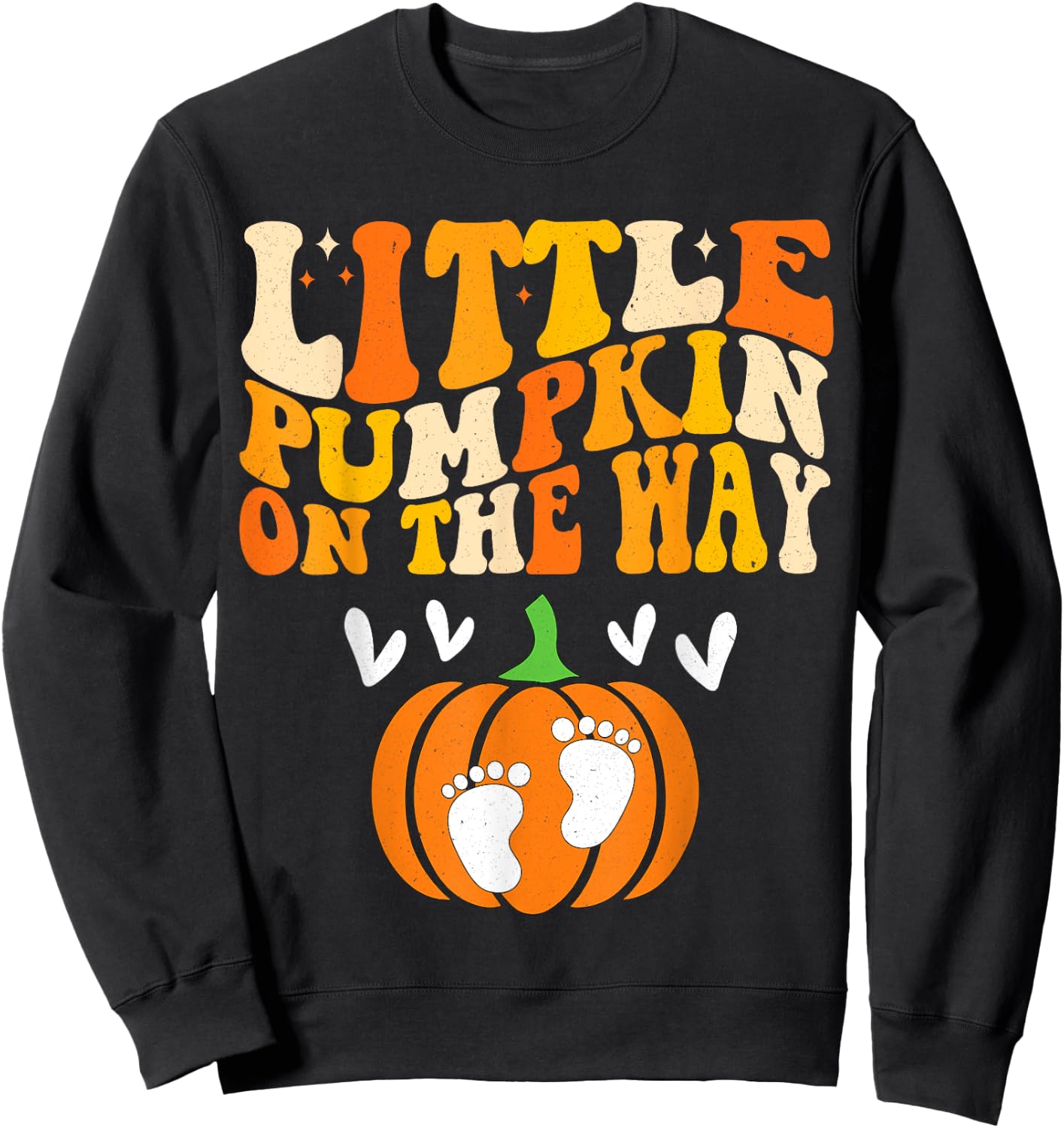 Little Pumpkin On The Way Halloween Pregnancy Announcement Sweatshirt - Sweatshirt | Black