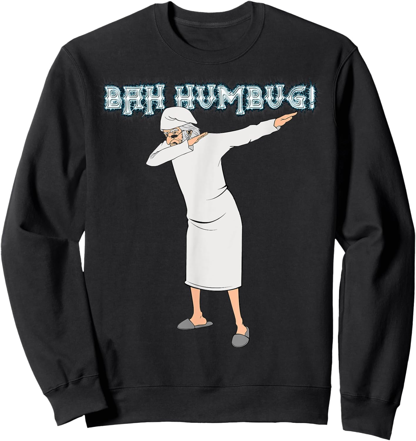 Charles Dickens Literature Gifts -Adults Black Cotton Short Sleeve Classic Fit Fun Christmas Carol Dabbing Scrooge Nightgown Bah Humbug Sweatshirt - Sweatshirt | Black