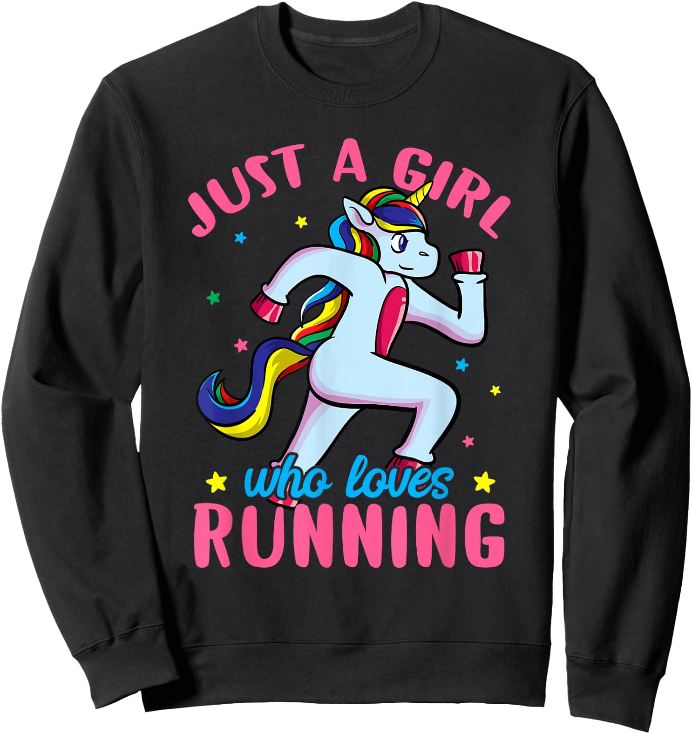Just a Girl Who Loves Running Unicorn Female Track Runner Sweatshirt - Sweatshirt | Black