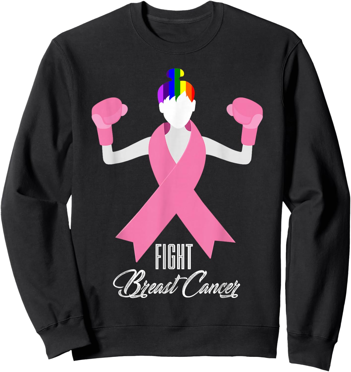 LBGT Fight Breast Cancer | Gay Cancer Sweatshirt - Sweatshirt | Black