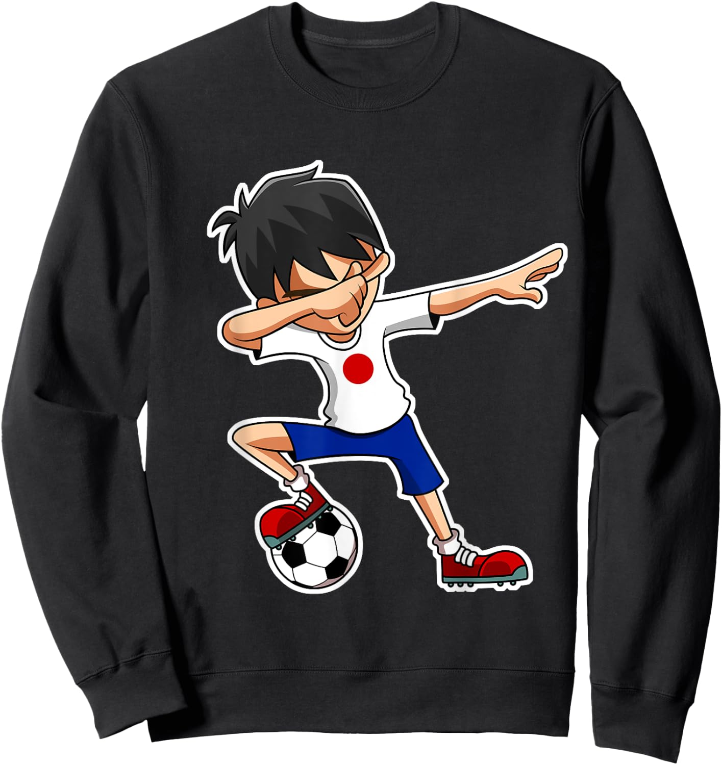 Dabbing Soccer Boy Japan Shirt, Japanese Flag Jersey Sweatshirt - Sweatshirt | Black