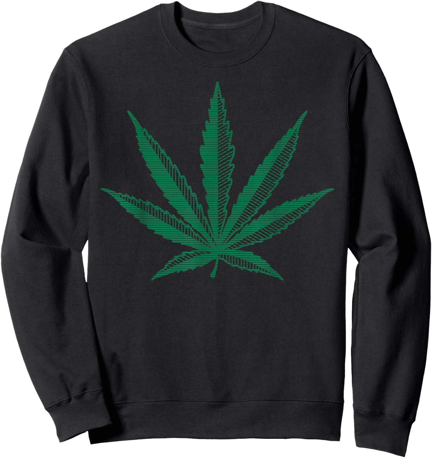 Vintage Pot Leaf Marijuana Hemp Green Graphic Art Sweatshirt - Sweatshirt | Black