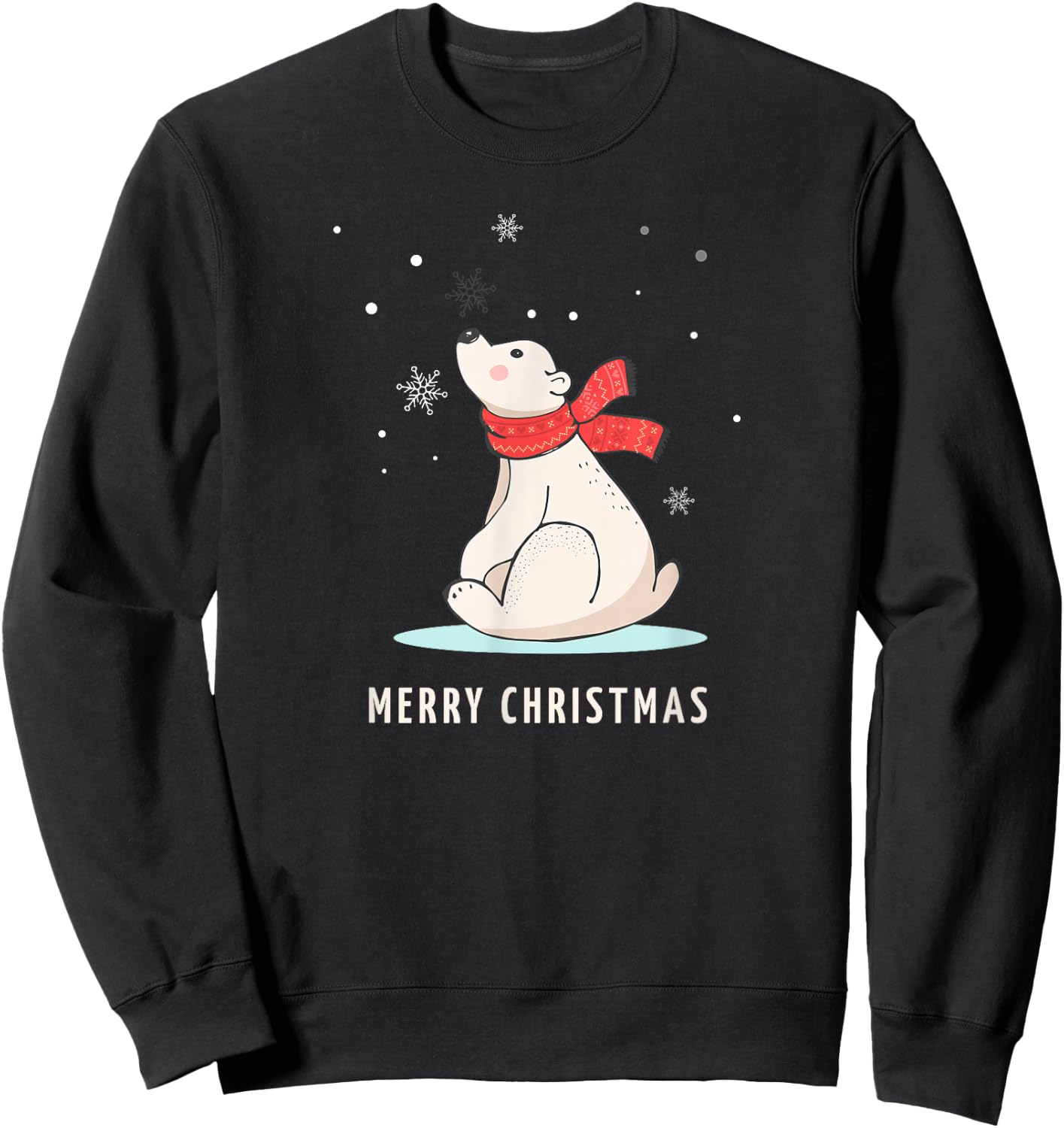 Cute Funny & Unique Christmas Polar Bear & Snow Gift Sweatshirt - Sweatshirt | Black