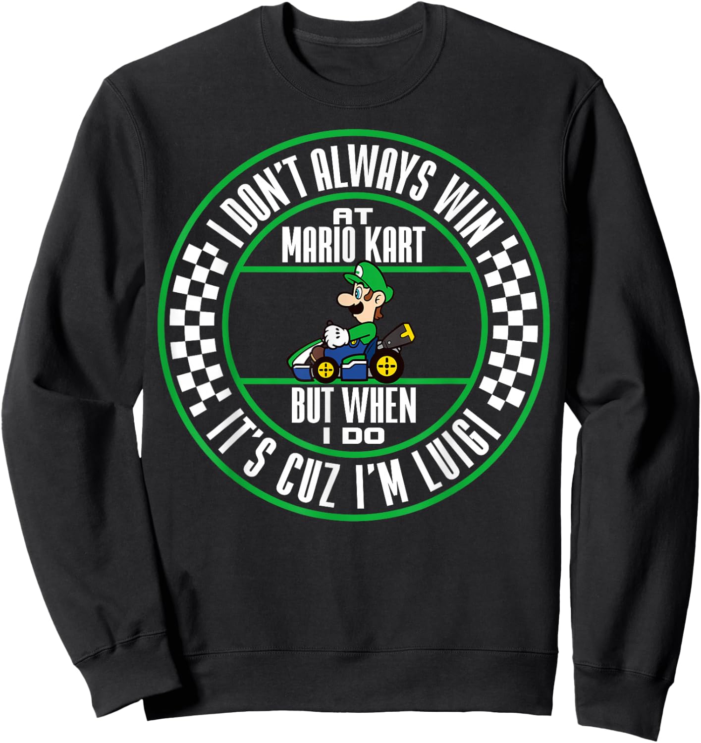 Nintendo Mario Kart Winning As Luigi Graphic Sweatshirt - Sweatshirt | Black