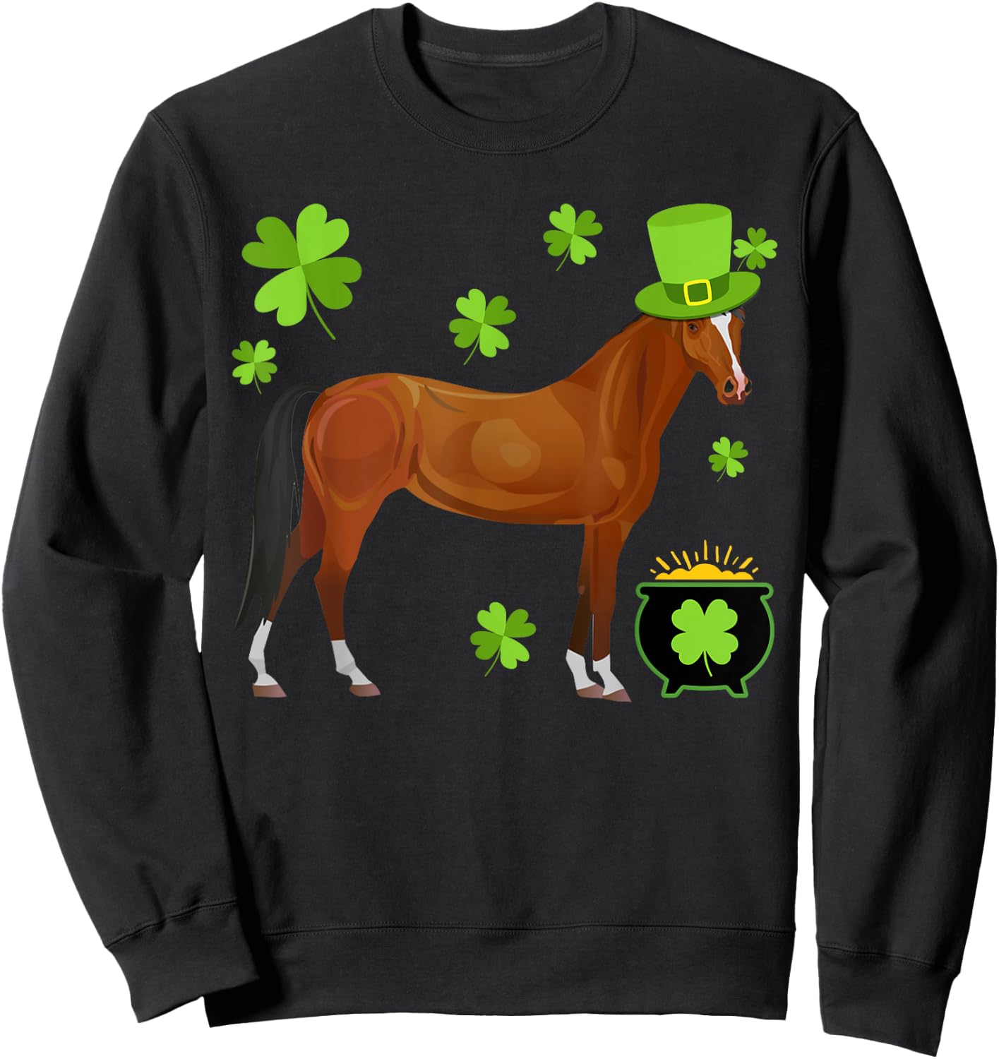 Horse Lovers St. Patrick's Day Gift Sweatshirt - Sweatshirt | Black