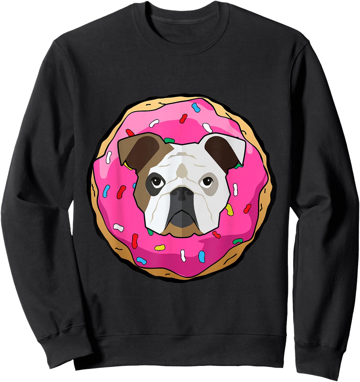 American Bulldog Dog Cute Doughnut Funny Donut Costume Men Women Kids Sweatshirt - Sweatshirt | Black