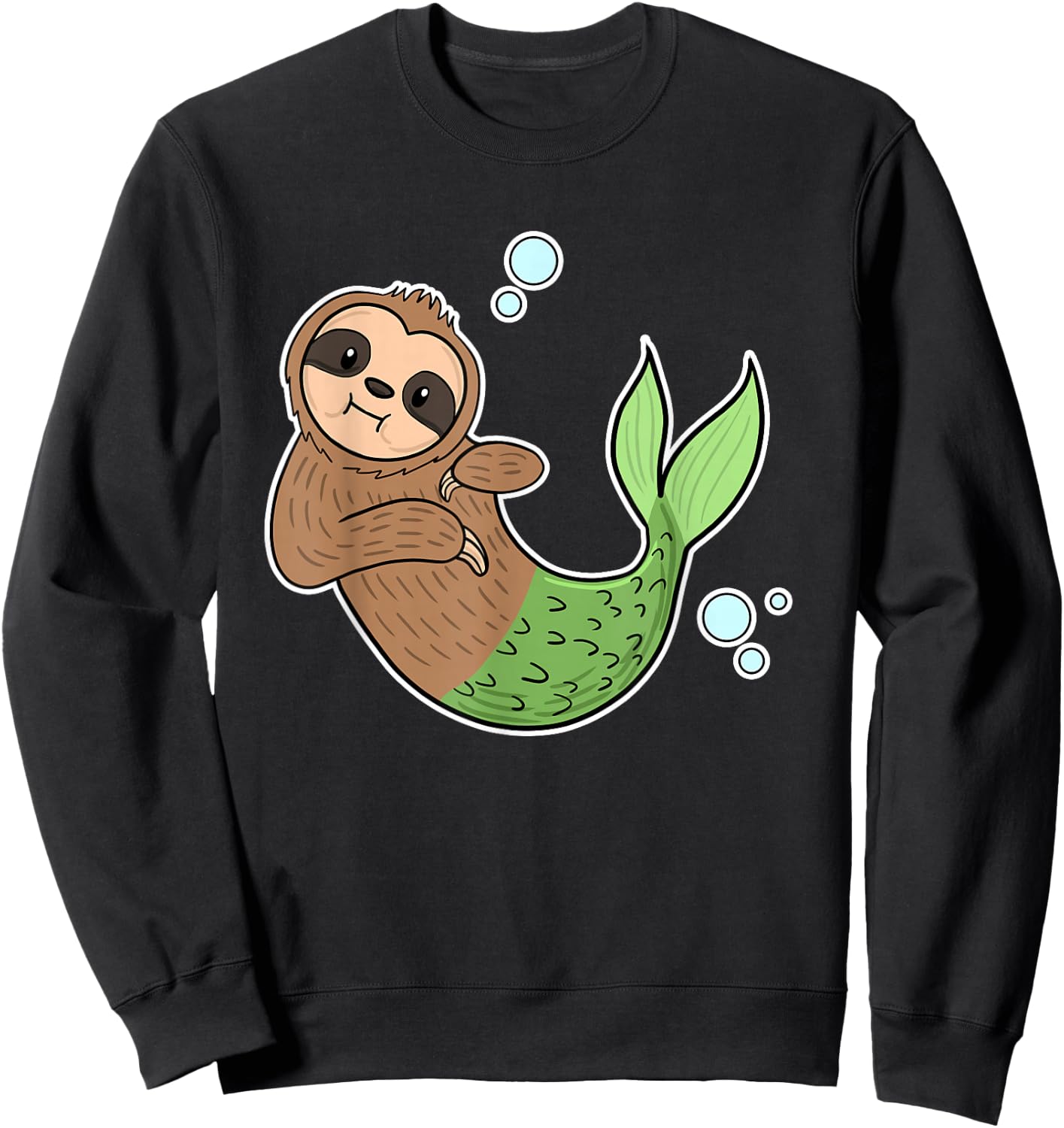 Mermaid Sloth Cute Slow Animal Sea Creature Girls Gift Sweatshirt - Sweatshirt | Black