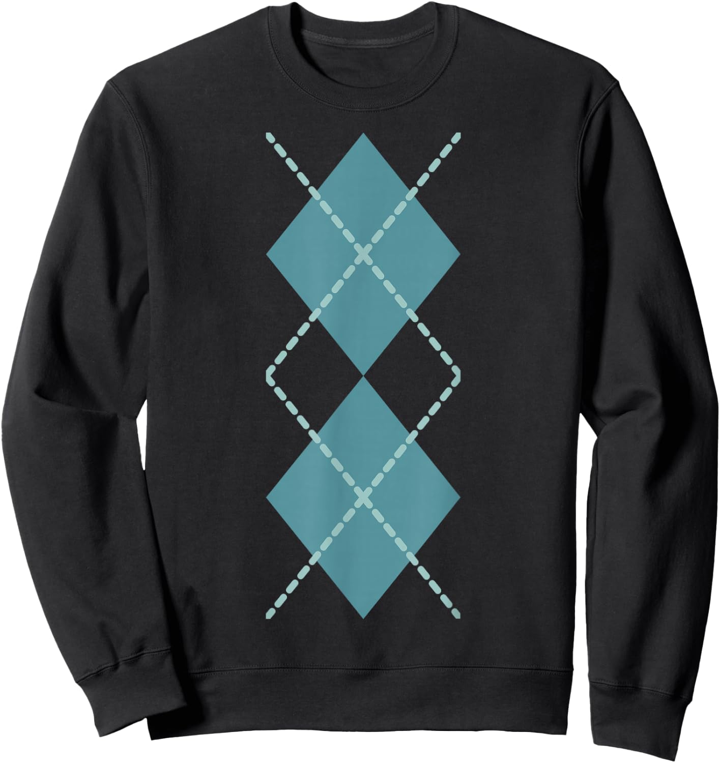 Suncookiez Retro Rockabilly Turquoise Argyle - Women's Classic Fit - Black - Small Sweatshirt - Sweatshirt | Black