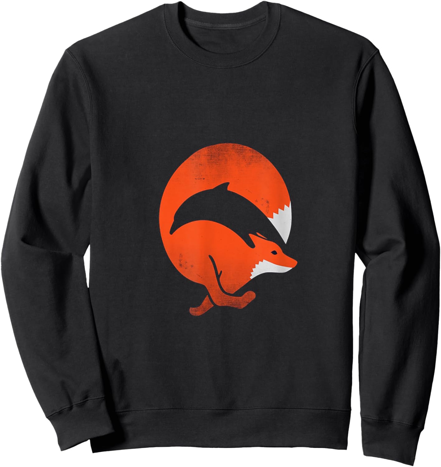 Red Fox & Dolphin T Shirt Sweatshirt - Sweatshirt | Black