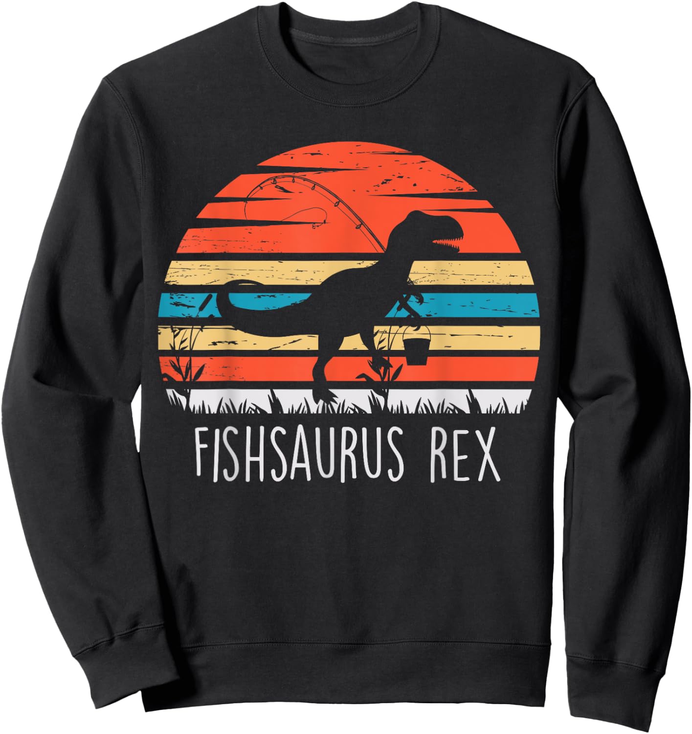 Fishing Gifts Shirt For Boys Fishsaurus T Rex Dinosaur Sweatshirt - Sweatshirt | Black