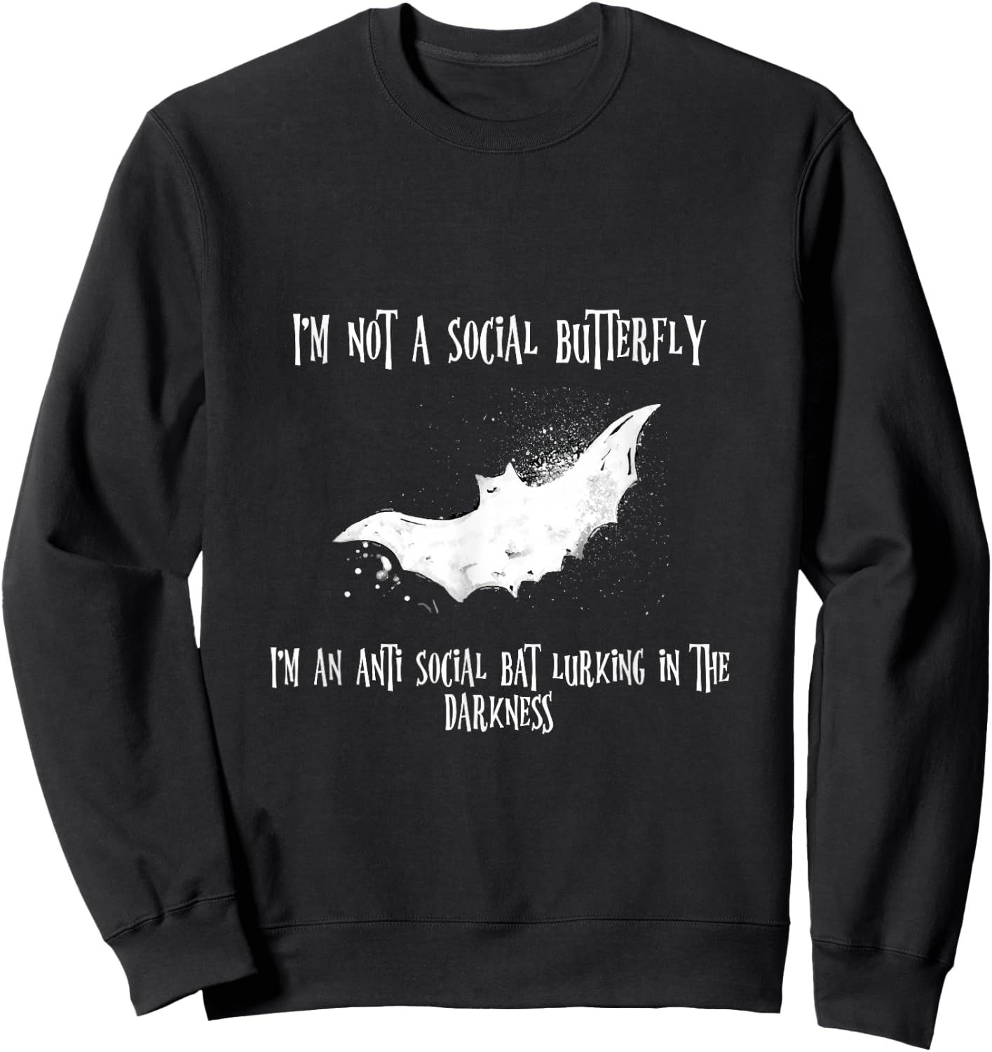 Spooky Gothic with Vampire Bat for Anti Social Emo Sweatshirt - Sweatshirt | Black