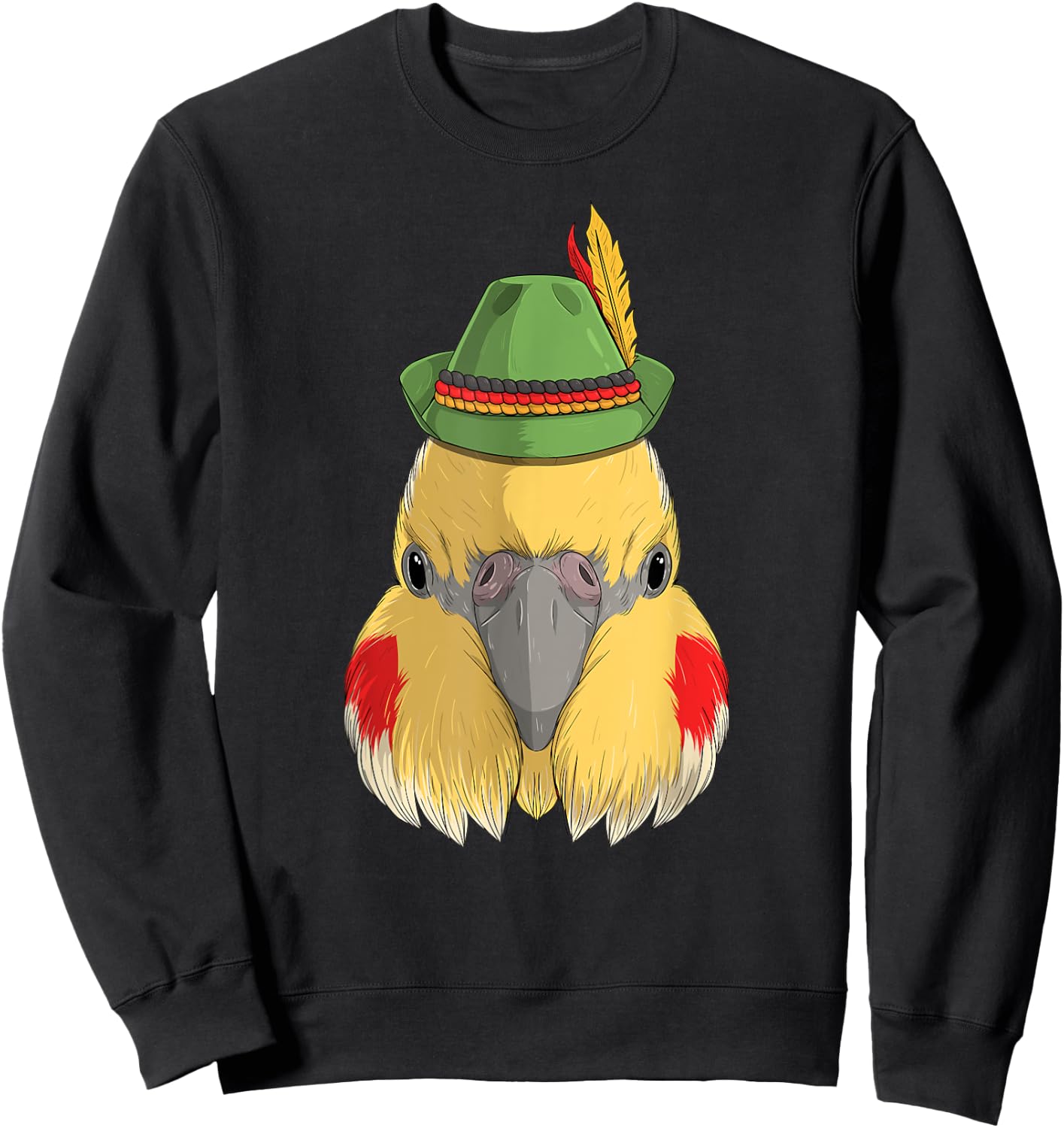 Cockatiel Bird Oktoberfest German Bavarian Alpine Hat Parrot Sweatshirt - Sweatshirt | Black