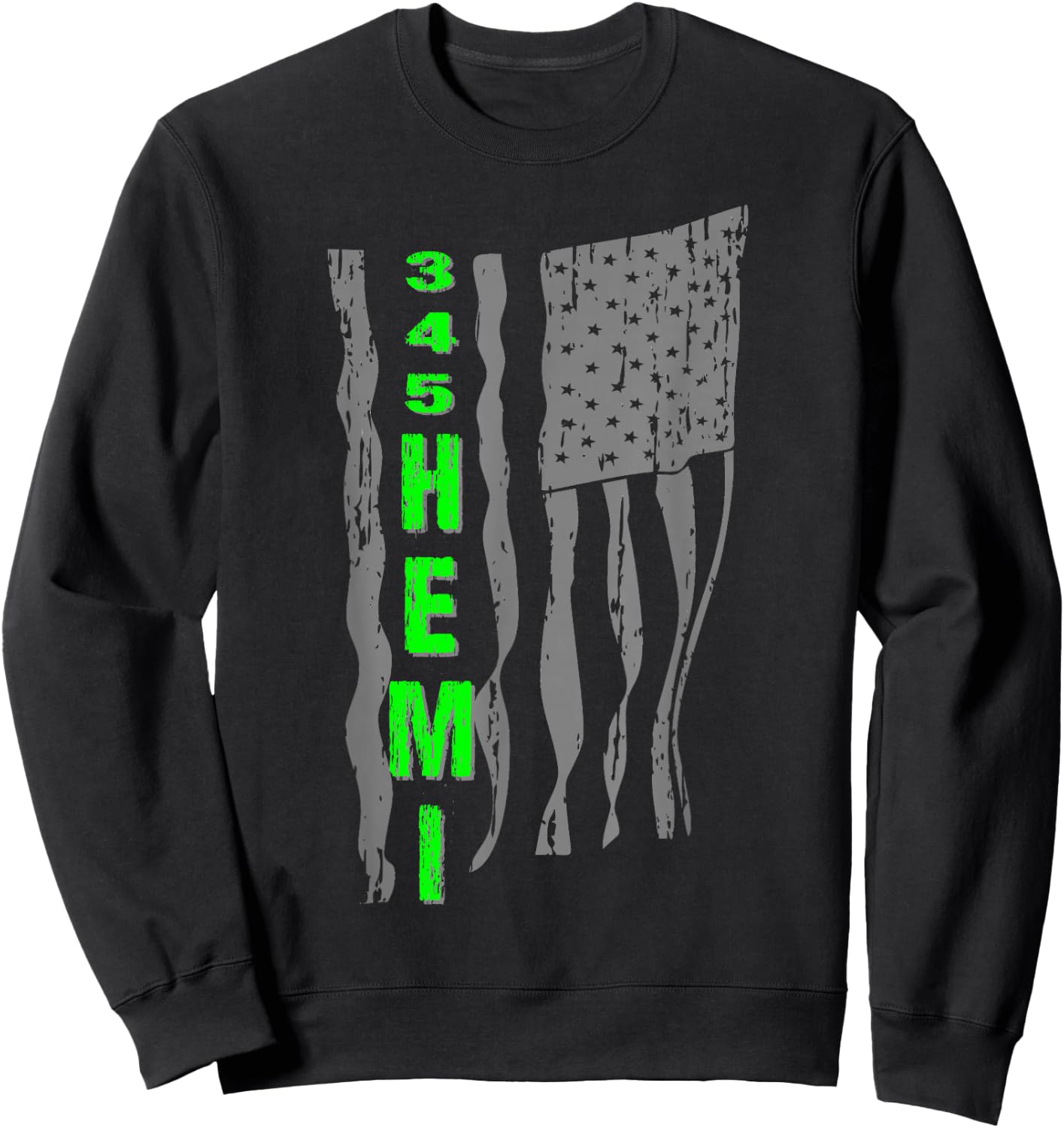 345 Hemi Patriotic Gray Flag Design Sweatshirt - Sweatshirt | Black