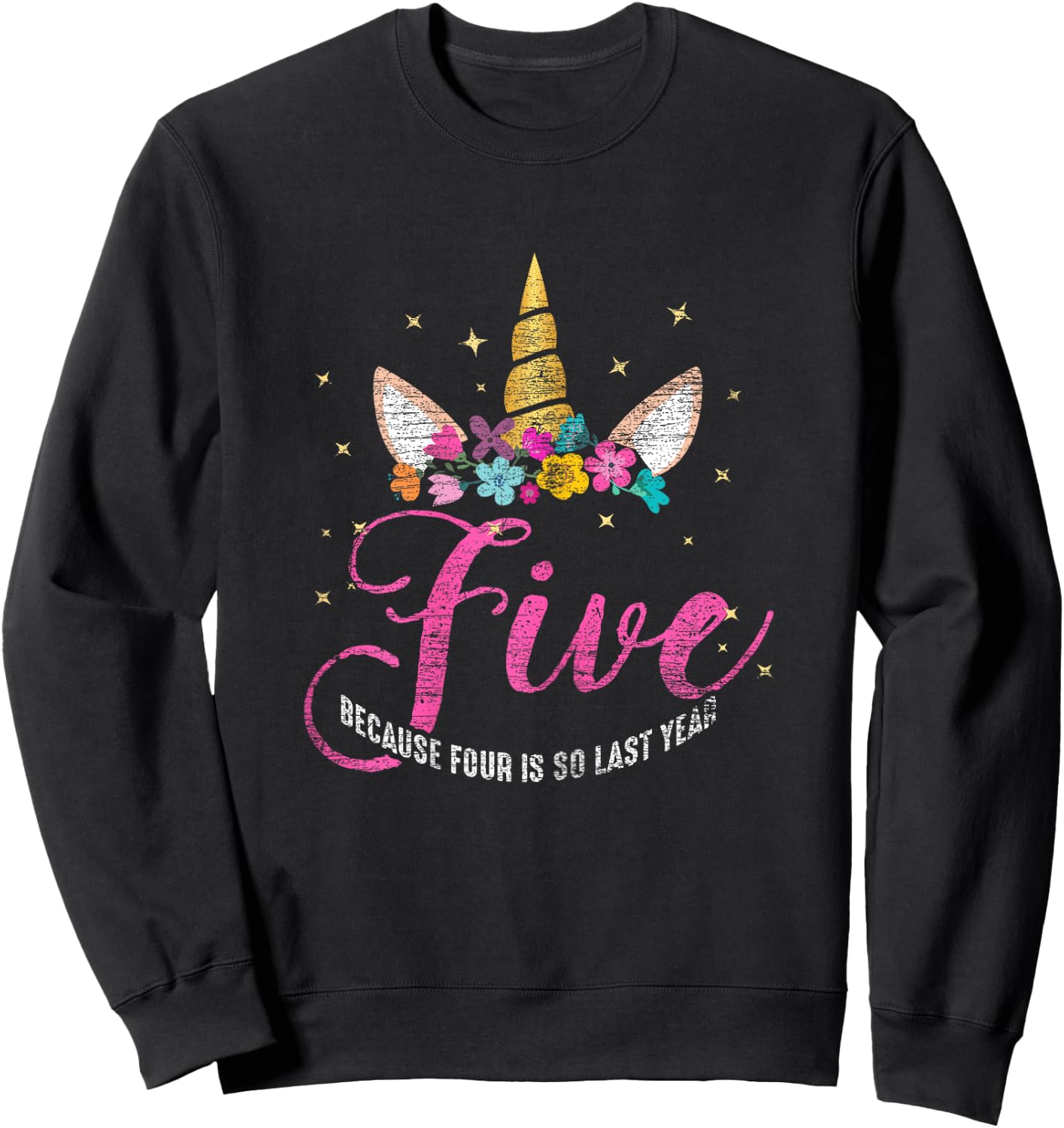 5 Years Old Birthday Girl Gifts Unicorn 5th Birthday Sweatshirt - Sweatshirt | Black