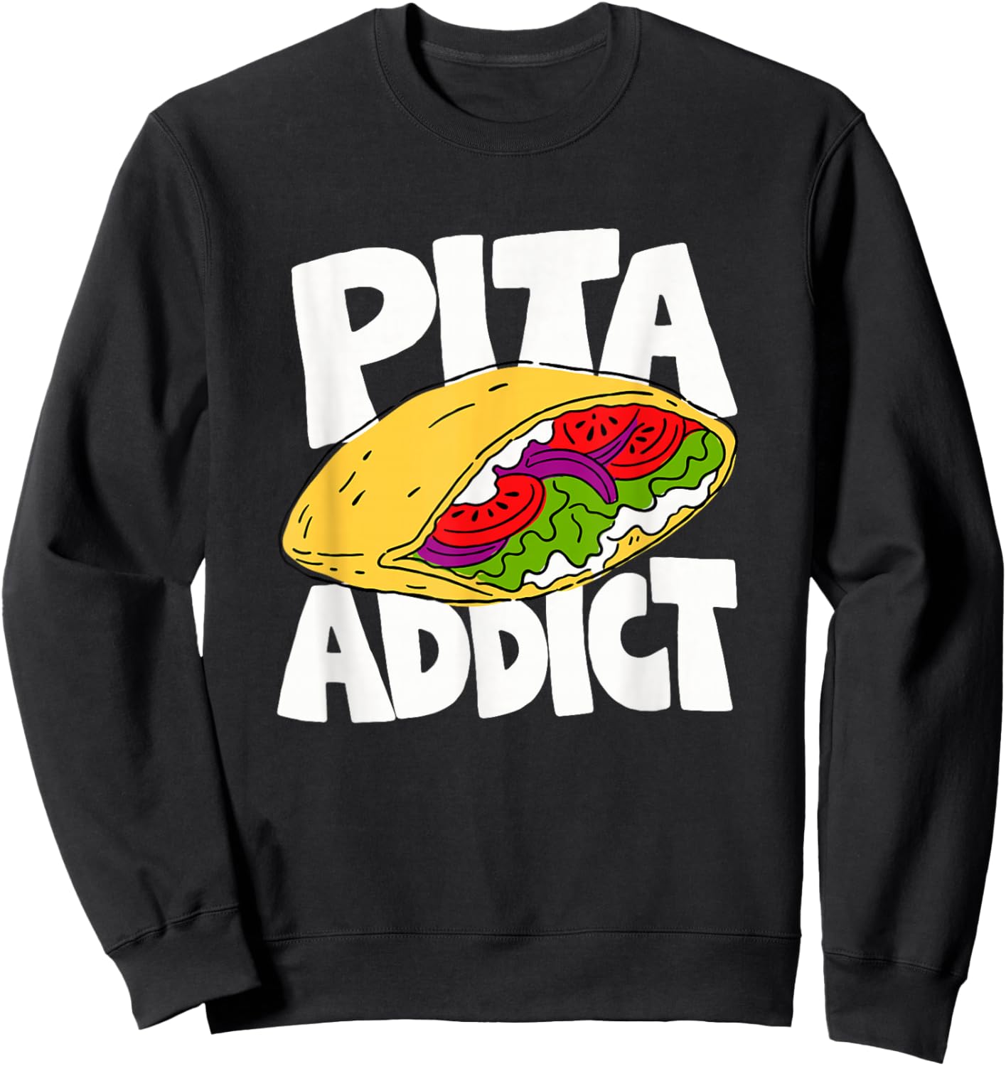Pita Lover Retro Graphic Sweatshirt - Sweatshirt | Black