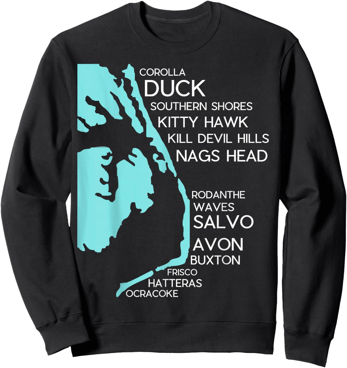 Outer Banks North Carolina T Shirt Map OBX NC Souvenir Sweatshirt - Sweatshirt | Black