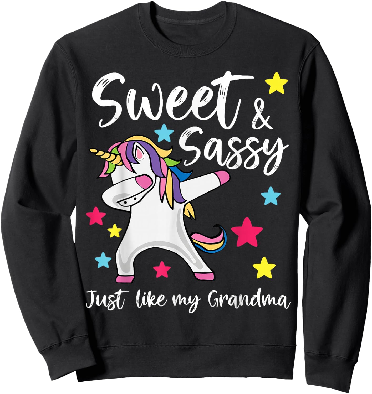 Sassy Like My Grandma Unicorn Matching Nana & Granddaughter Sweatshirt - Sweatshirt | Black