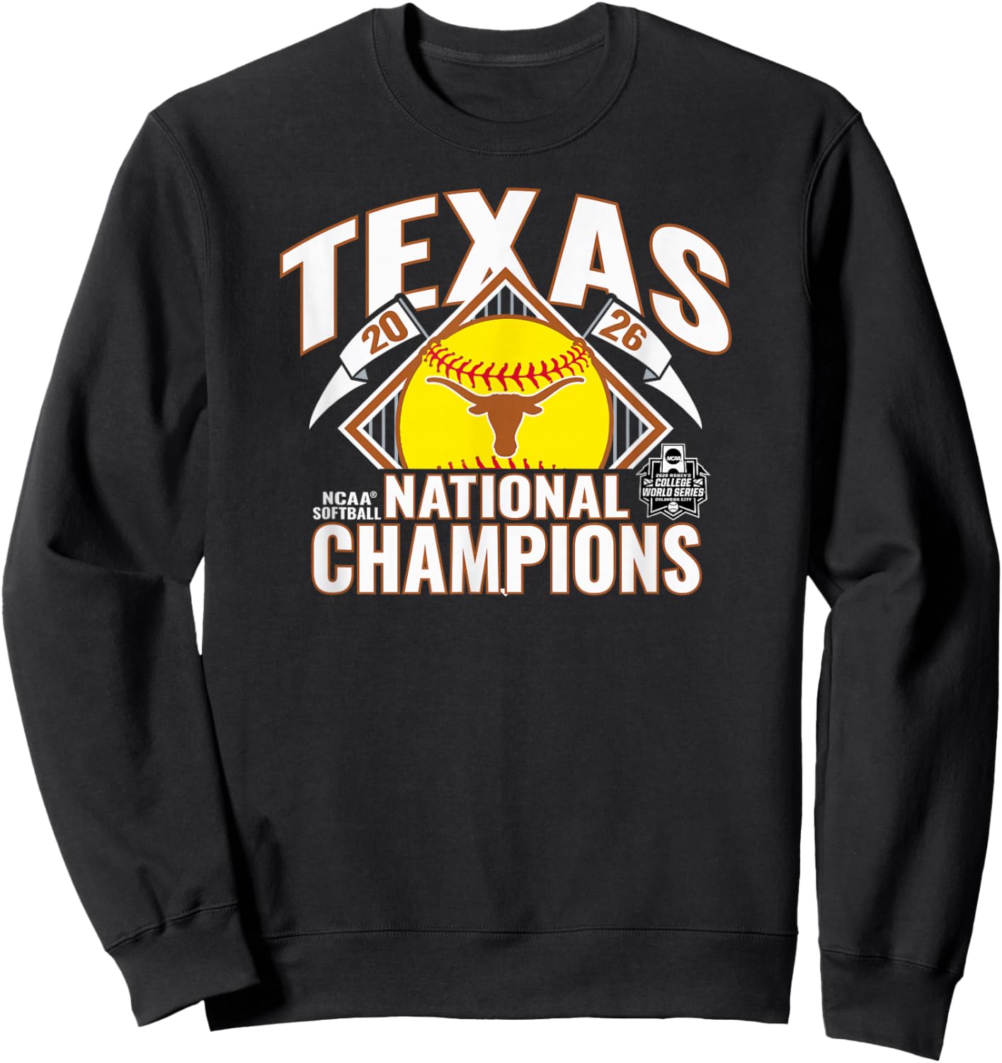 Texas Longhorns National Champs 2026 Softball WCWS Bracket Sweatshirt - Sweatshirt | Black
