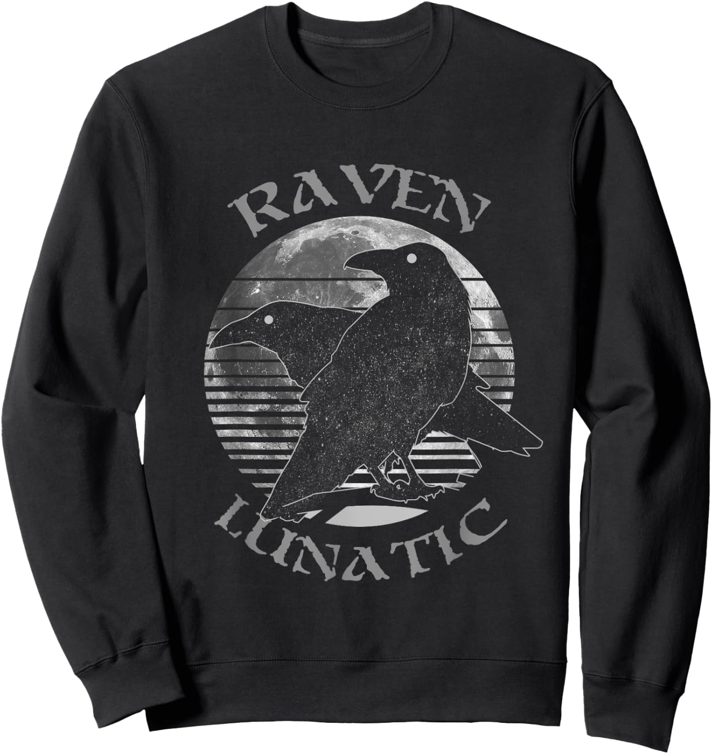 Wiccan Witch Pagan Occult Raven Lunatic Retro Moon Sweatshirt - Sweatshirt | Black