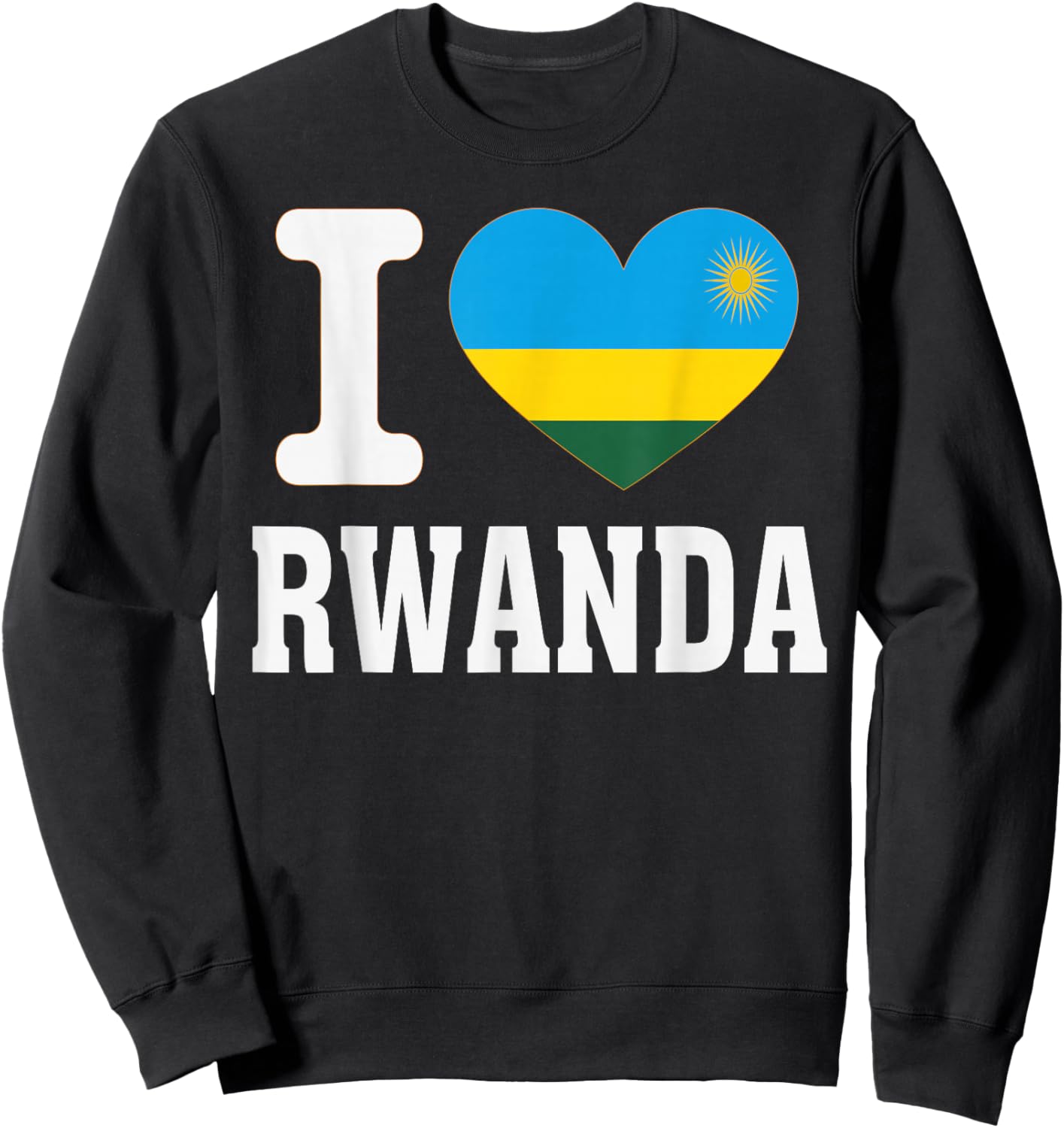 I Love Rwanda Heart Souvenir Lovers Pride Travel Sweatshirt - Sweatshirt | Black