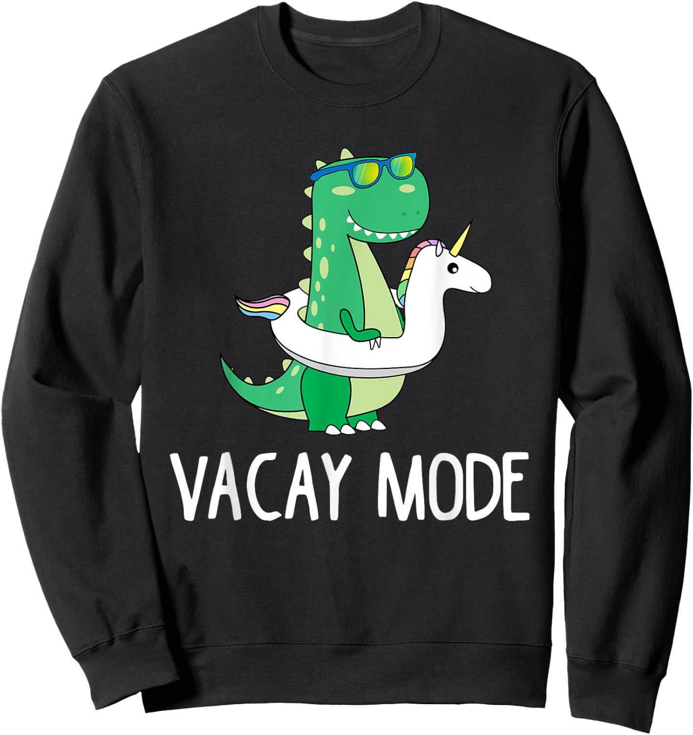 Vacay Mode Cute Dinosaur T Shirt Funny Family Vacation Gift Sweatshirt - Sweatshirt | Black