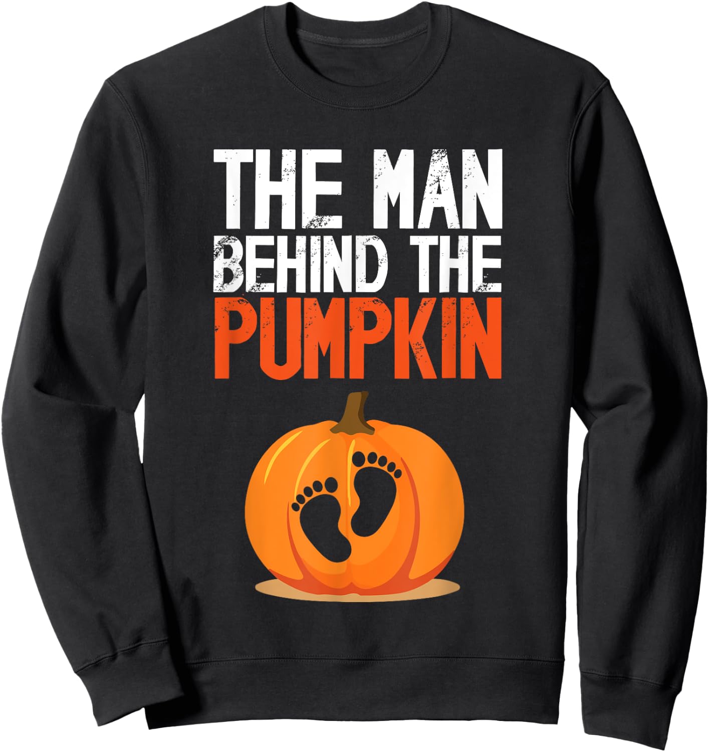 Halloween Man Behind The Pumpkin Cute Pregnancy Announcement Sweatshirt - Sweatshirt | Black