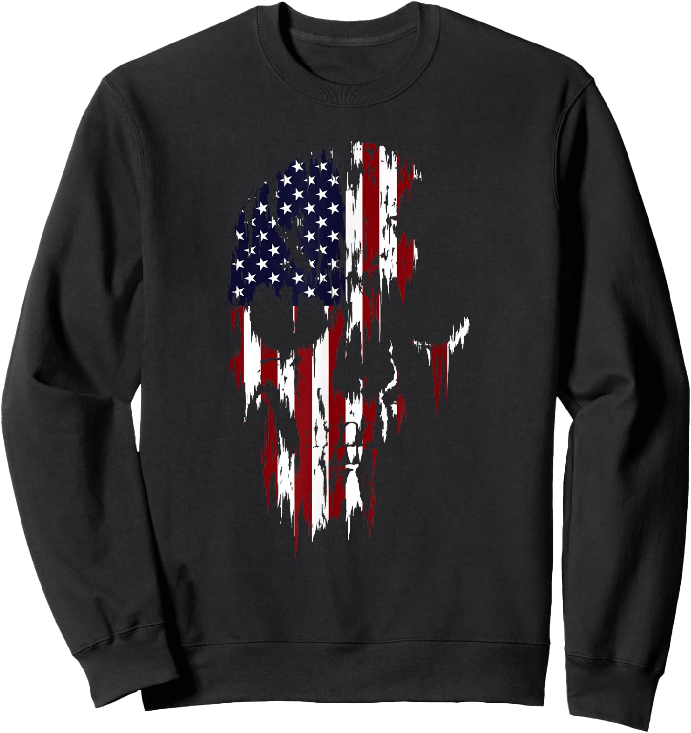 Zombie Patriot US American Flag Skull (Ver. 2) Women Men Sweatshirt - Sweatshirt | Black
