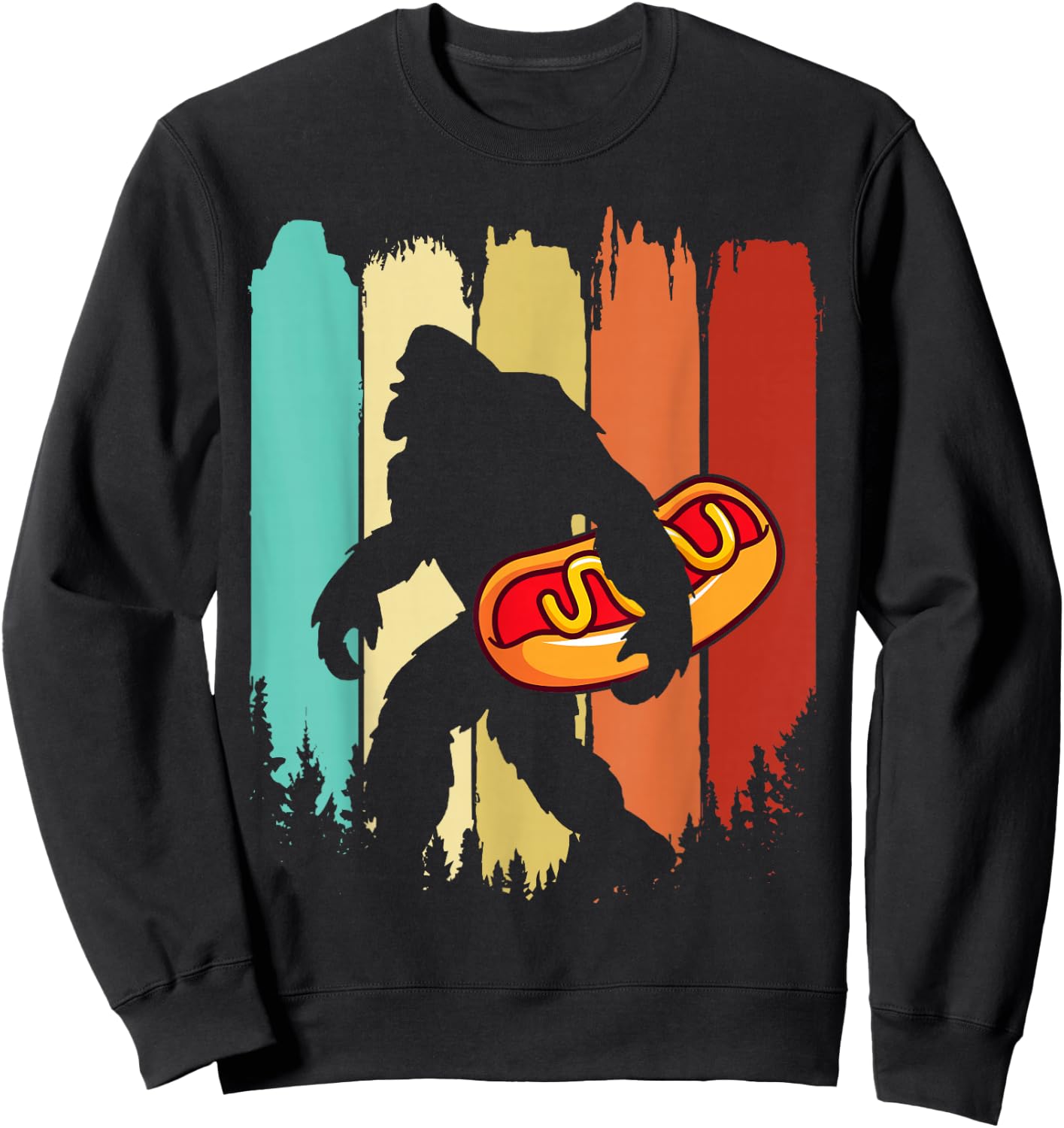 Funny Hot Dog Art Women Bigfoot Hotdog Lovers Sweatshirt - Sweatshirt | Black