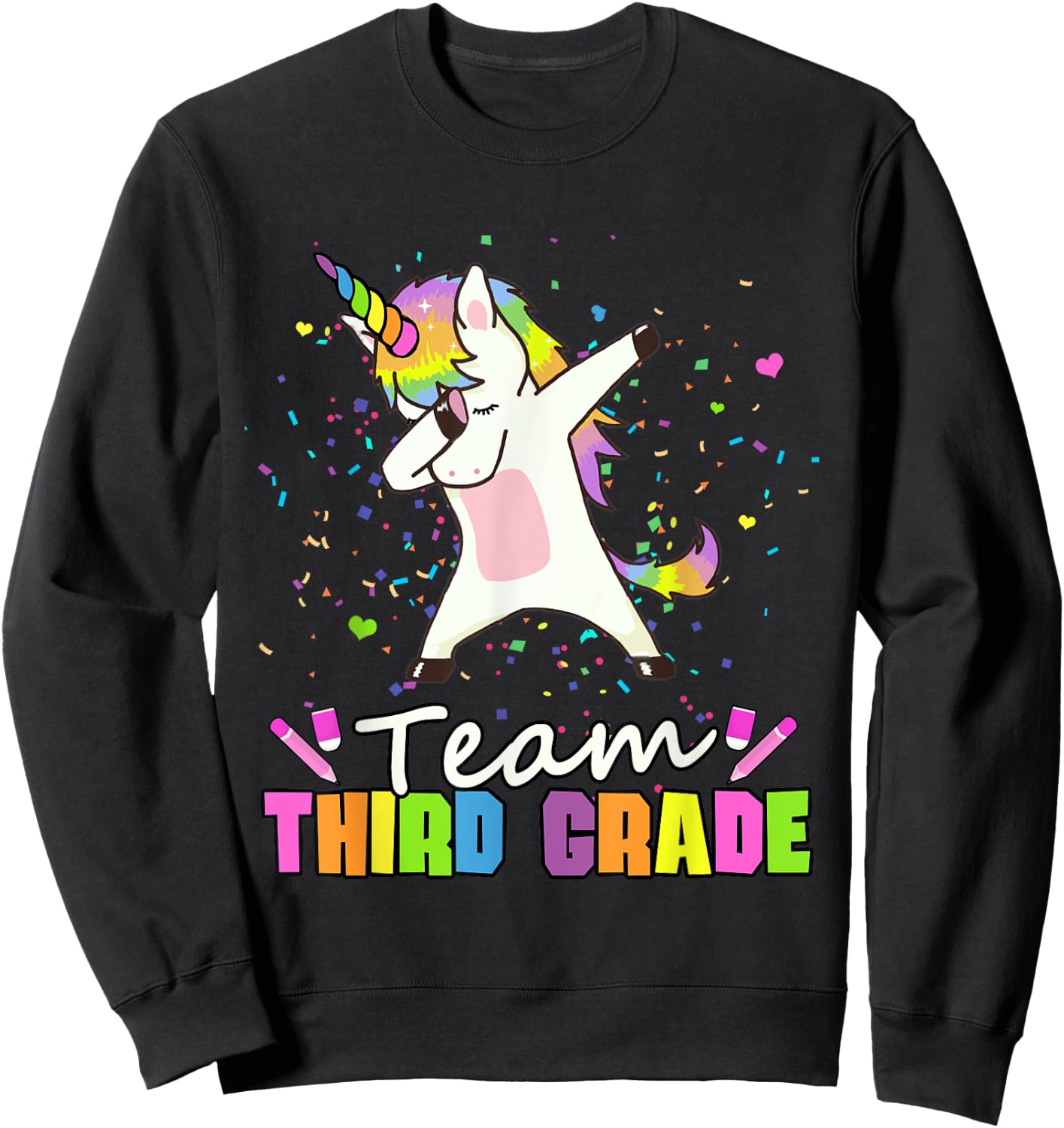 Team Third Grade Unicorn Team 3rd Grade Sweatshirt - Sweatshirt | Black