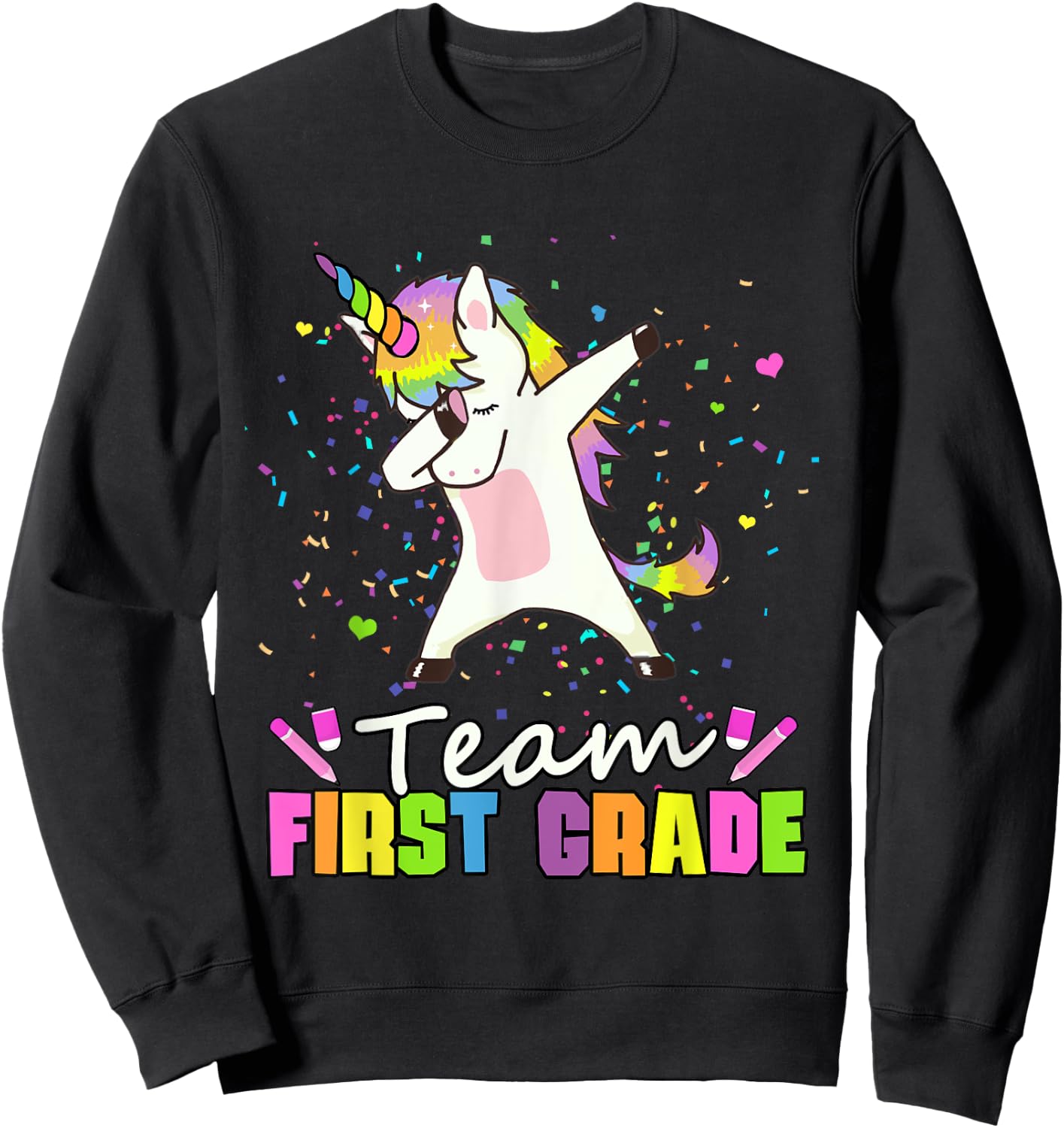 Team First Grade Unicorn 1st Grade Squad Sweatshirt - Sweatshirt | Black