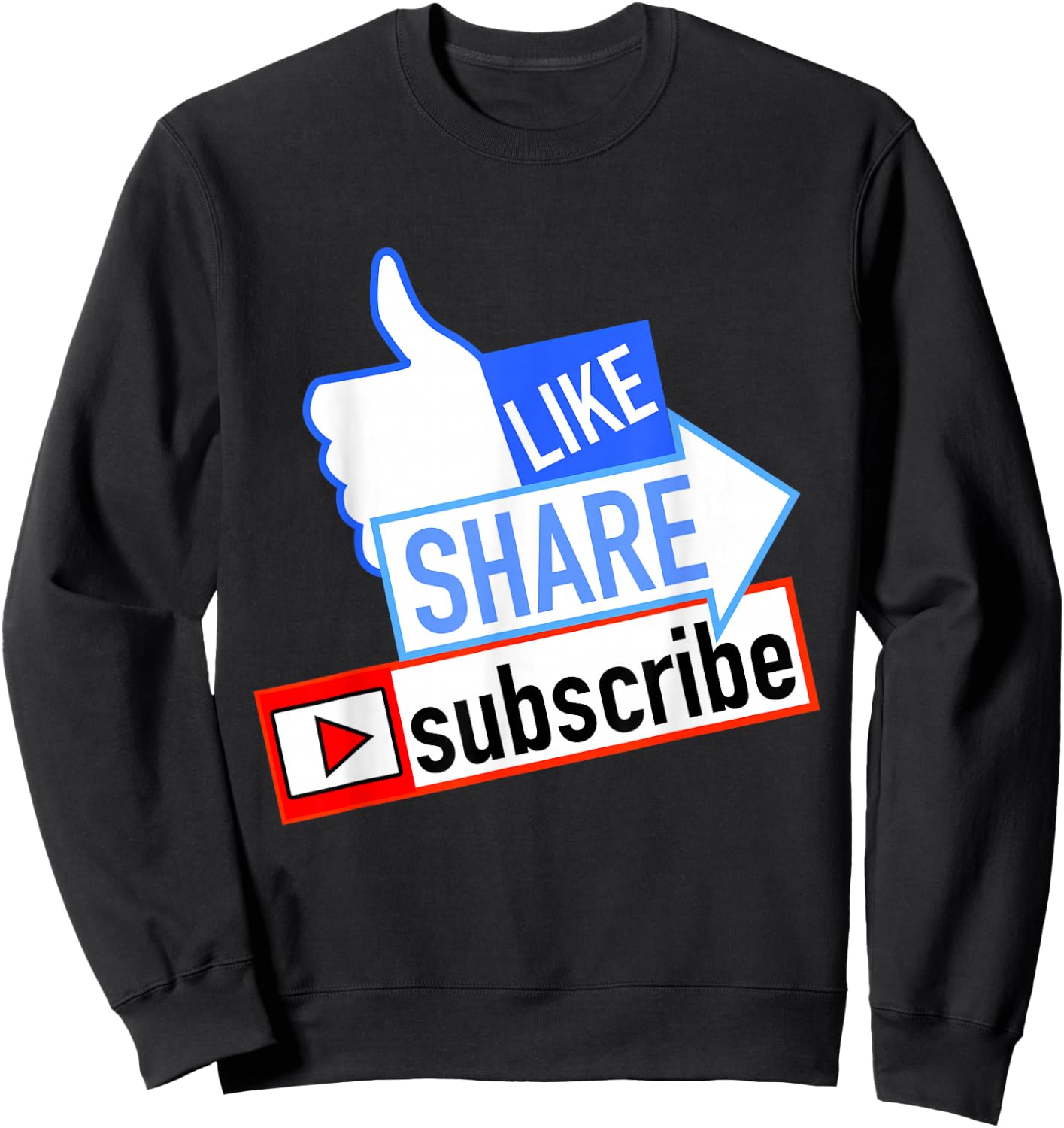 Social Media Like Share Subscribe Sweatshirt - Sweatshirt | Black