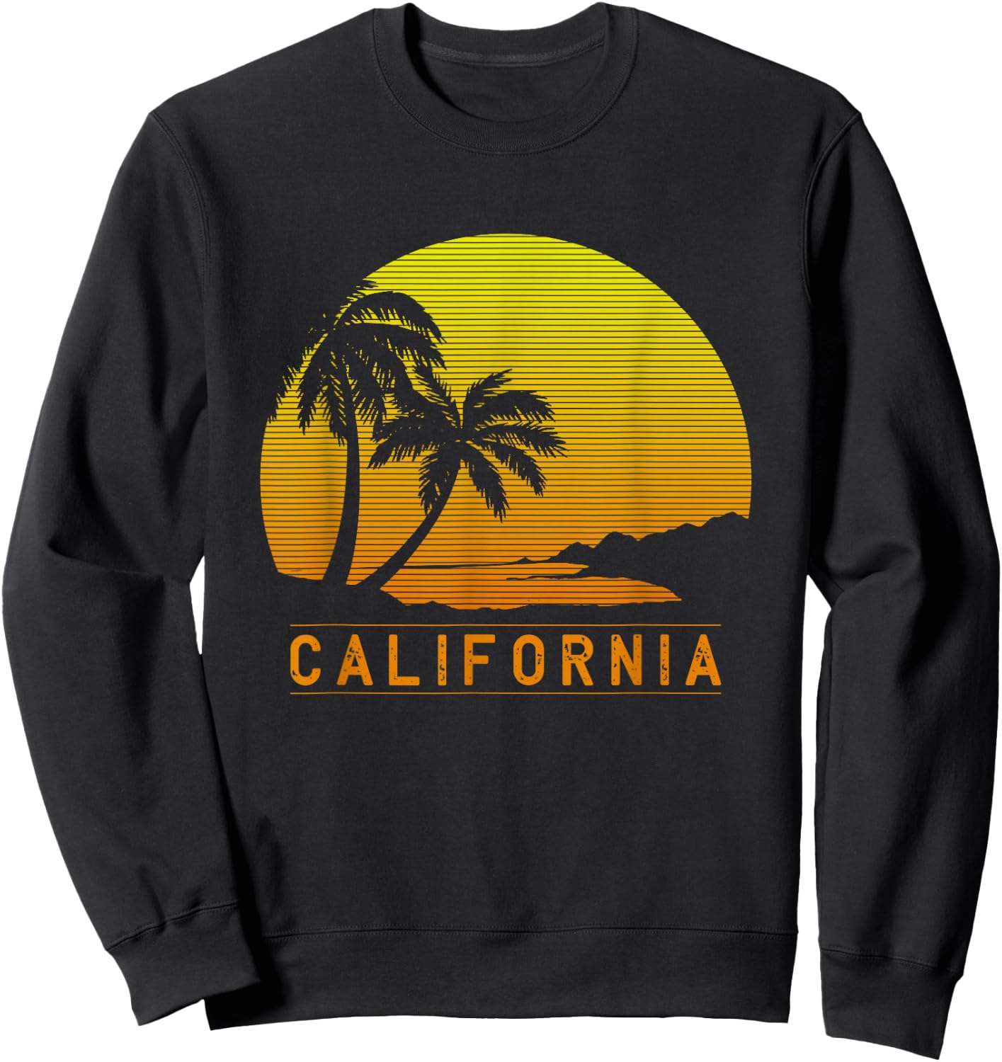 California Beach Palm Trees Summer Surf Surfer Gift Sweatshirt - Sweatshirt | Black